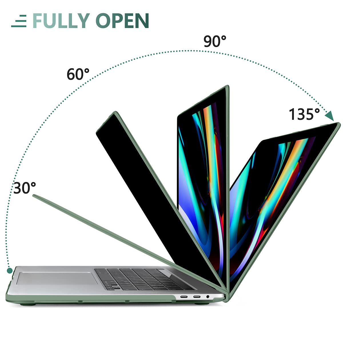 DONGKE Matte Plastic Hard Shell Case & Keyboard Cover Compatible with MacBook Pro 16 inch (2020/2019 A2141) - Fits Retina Display & Touch Bar with Touch ID, Midnight Green - Perfect for Work, Travel & Home Office Protection