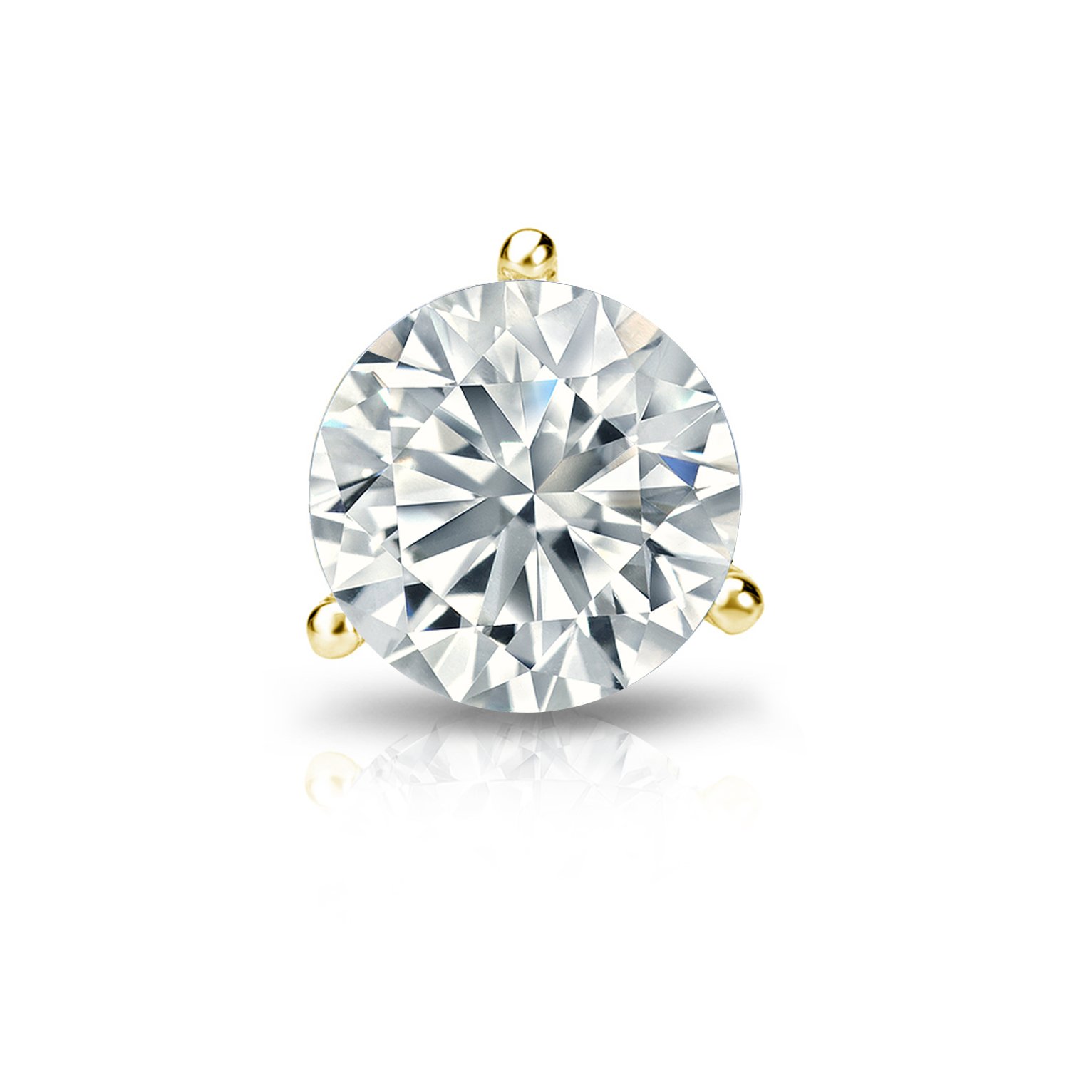 14K Yellow Gold 3-Prong Martini Round Diamond Stud Earrings (1/8 cttw, H-I Color, I1-I2 Clarity) Screw Back for Women - Perfect for Everyday Wear, Special Occasions & Gift Giving