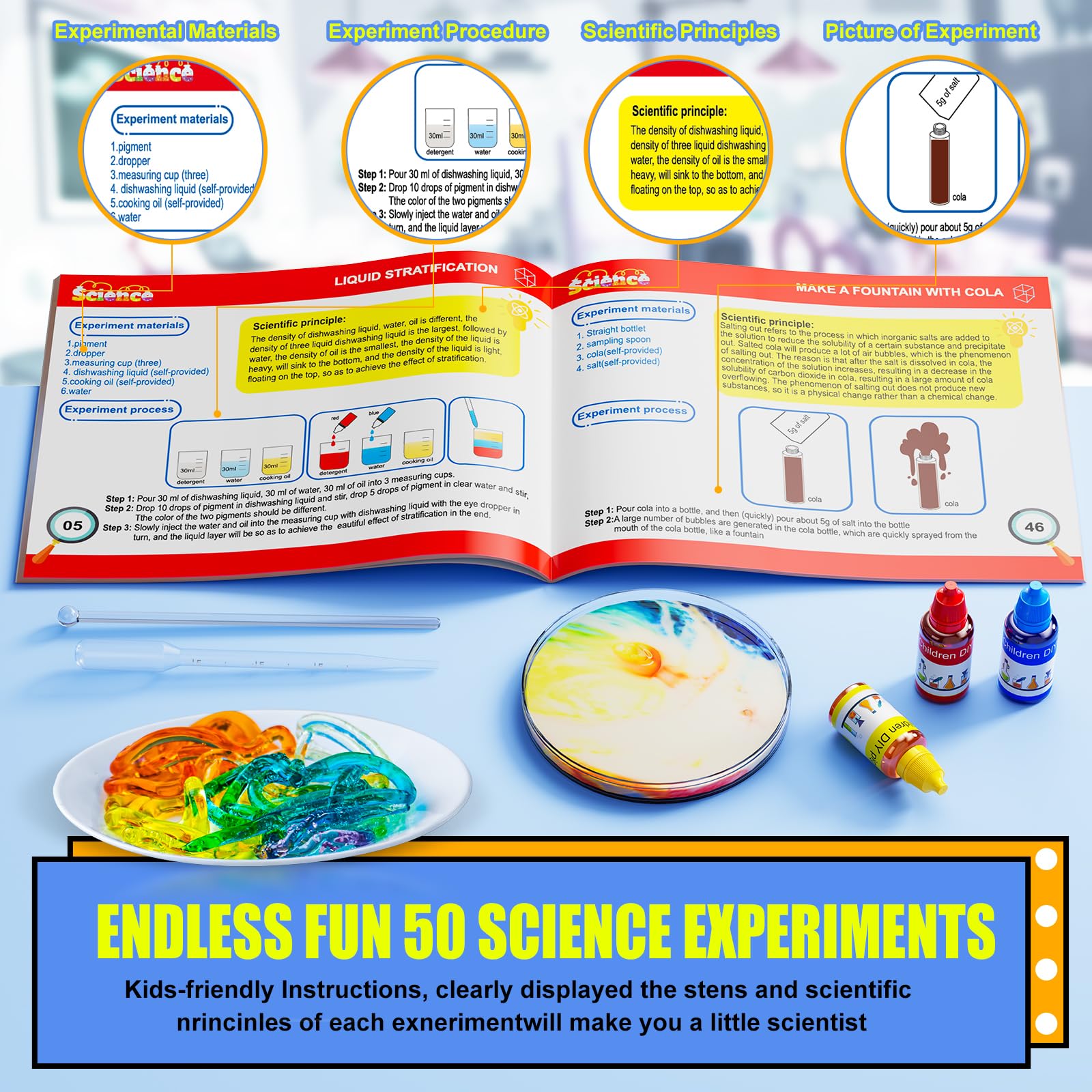 STEM Science Kit for Kids 6-12 - 50 Lab Experiments for Chemistry & Physics Learning | Educational Toys for Boys & Girls | Perfect for Home & School Science Projects