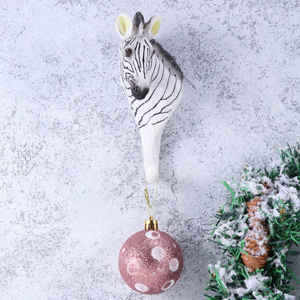 Garneck Decorative Animal Wall Hooks - Zoo Themed Coat Hooks for Home Entryway, Towel & Robe Hanging (Zebra Design, Resin Wall Mounted Hooks) - Perfect for Kids' Rooms, Bathrooms & Entryway Organization