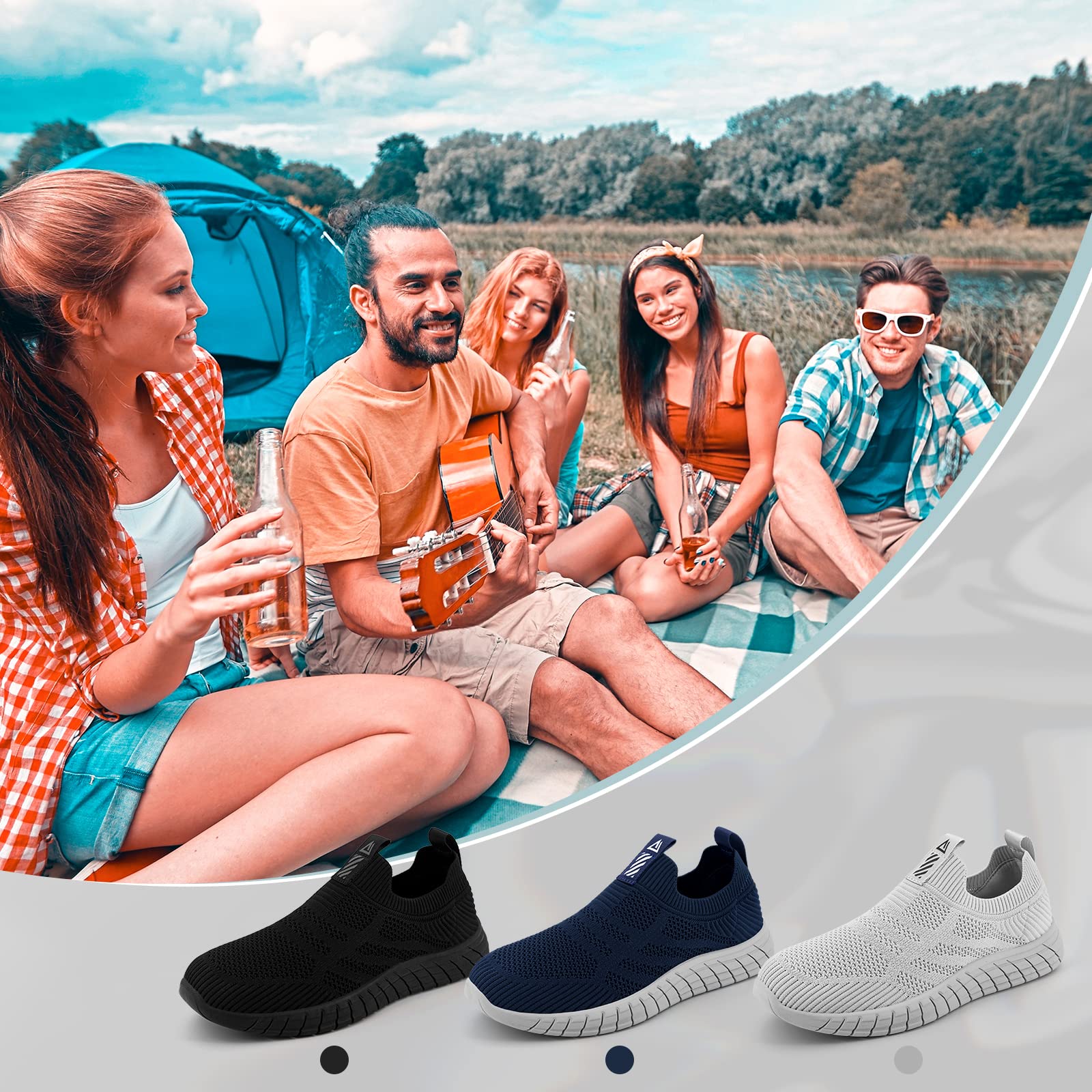 ODCKOI Men's Slip-On Running Shoes - Lightweight Gym Sneakers for Fitness, Outdoor & Walking - Non-Slip Breathable Comfortable Athletic Shoes for Jogging, Workouts & Daily Wear