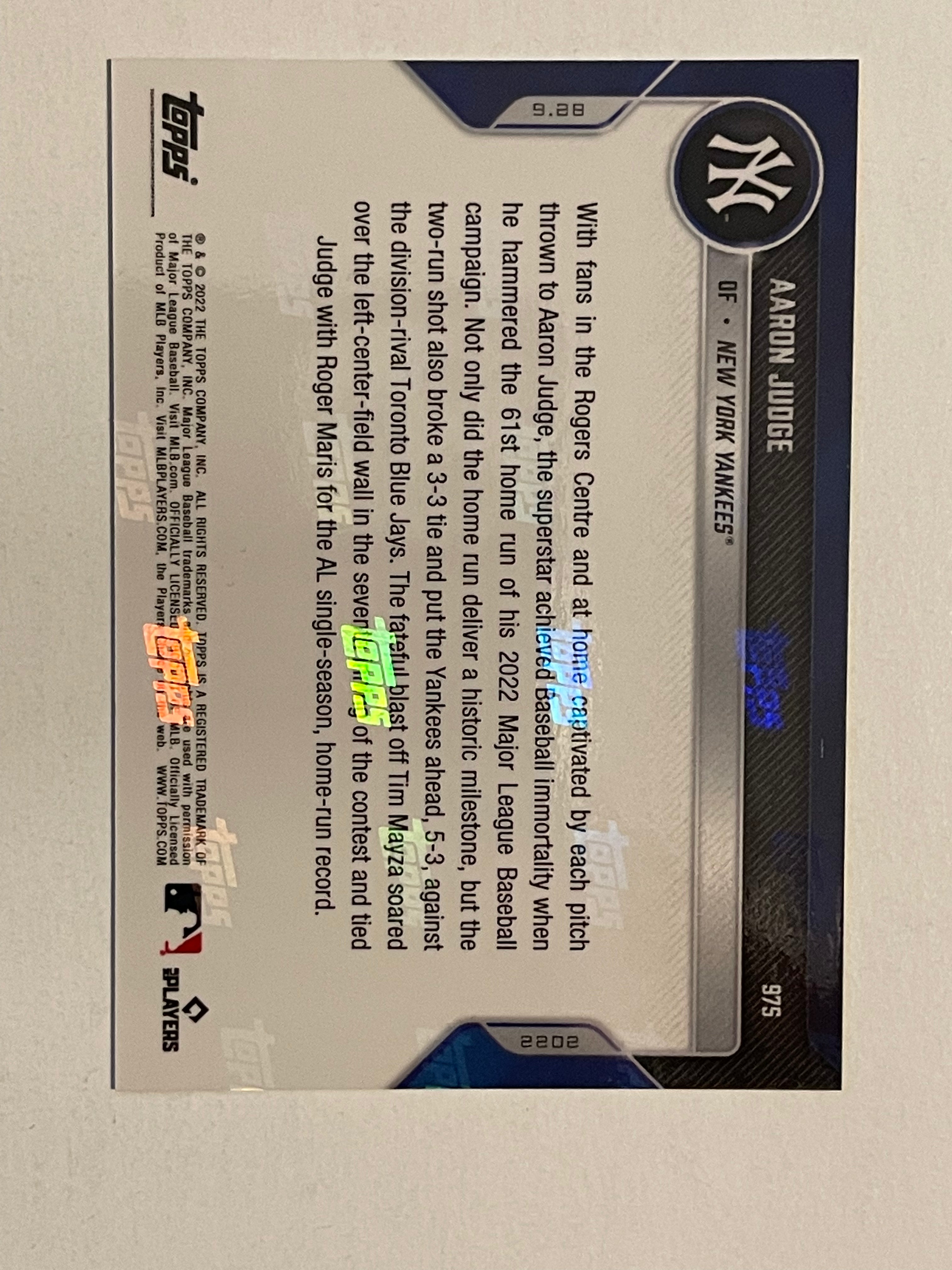 Aaron Judge Topps Now 61 Home Run Limited Edition Baseball Card 2002 - Perfect for Collectors, Sports Memorabilia Enthusiasts, and Yankees Fans