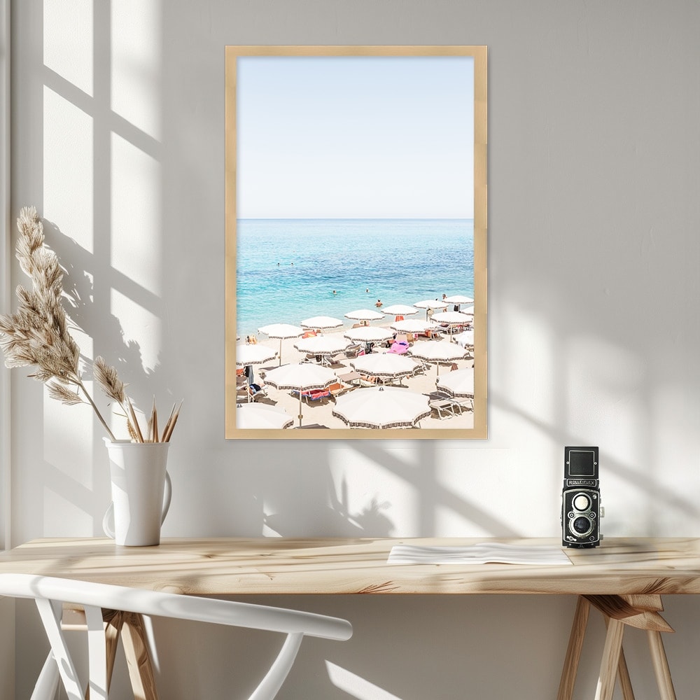 Tropea Beach Framed Textured Wall Art - Coastal Decor for Living Room, Bedroom & Office - Perfect for Home & Office Interior Design