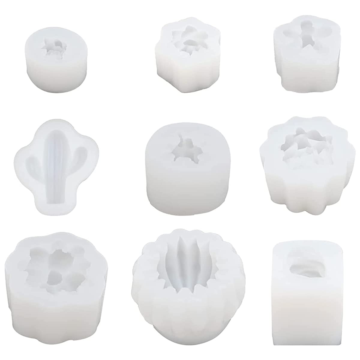 9 PCS Succulent Silicone Molds for DIY Resin Casting - 3D Cactus & Flower Molds for Clay, Candle Wax, Soap Making, Cake Decorating - Perfect for Home Crafts, Wedding Favors, and Party Decorations