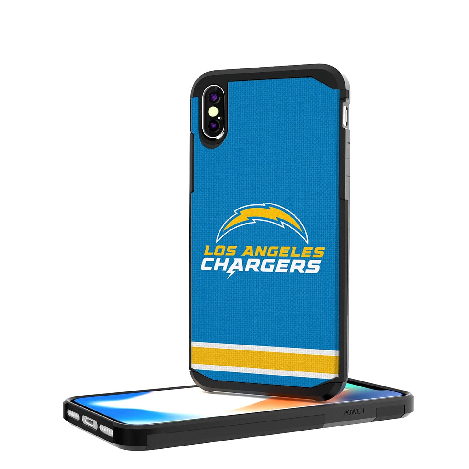 Los Angeles Chargers iPhone Case - Rugged Stripe Design Protective Cover for iPhone 12/13/14/15 Pro Max | Durable Shockproof Phone Case for Football Fans & NFL Supporters (Perfect for Game Day & Outdoor Activities)