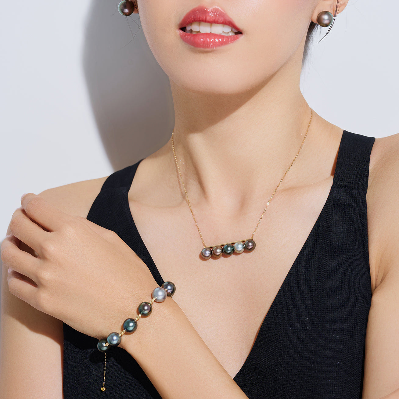 18K Solid Gold Saltwater Tahitian Pearl Necklace - Elegant Women's Jewelry Gift for Wedding, Anniversary & Special Occasions - KN00303