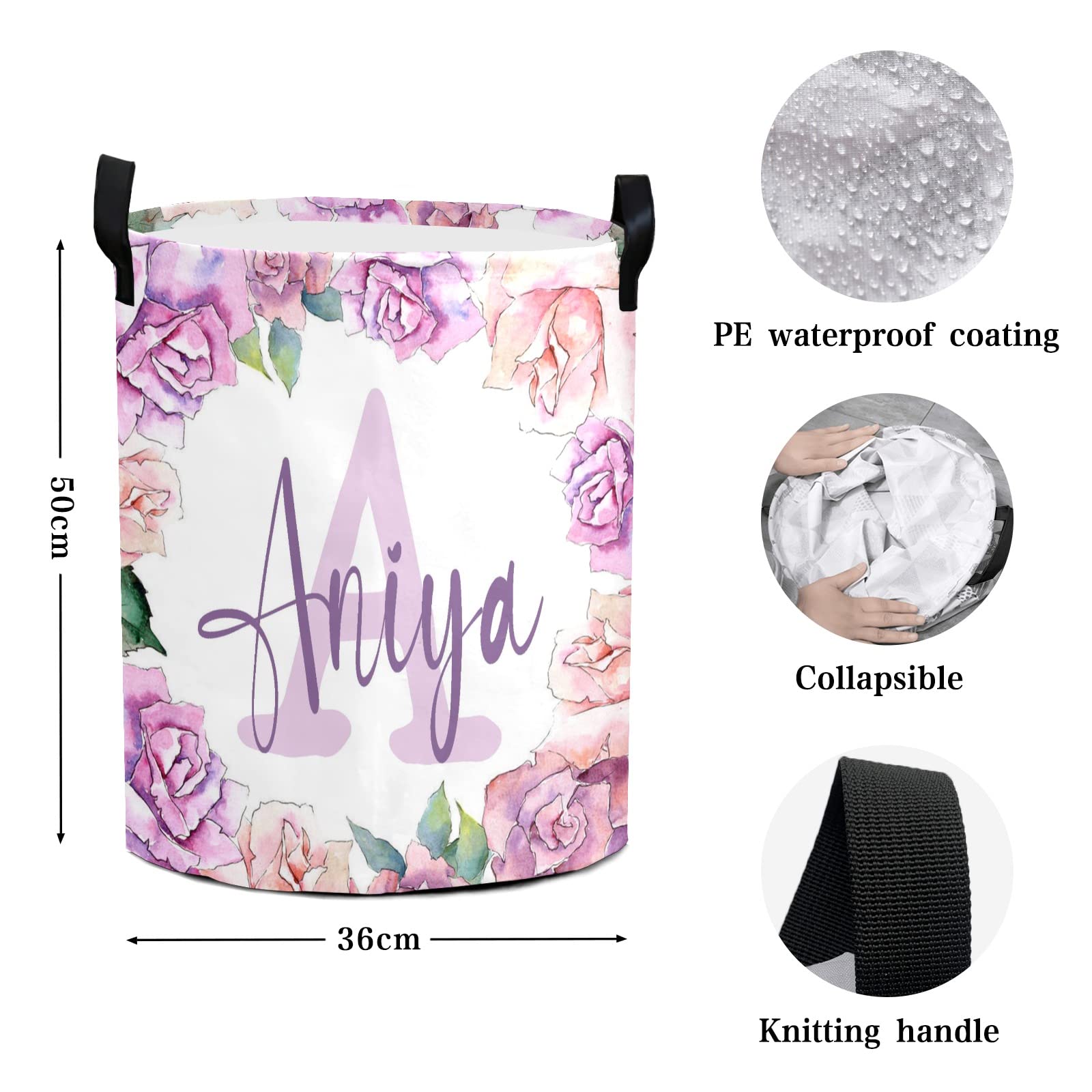 Custom Personalized Laundry Basket - Collapsible Clothes Hamper with Handle for Bathroom, Bedroom & Living Room Storage | Durable Flower Design (Style 03) - Perfect for Home Organization, College Dorm & Apartment Essentials