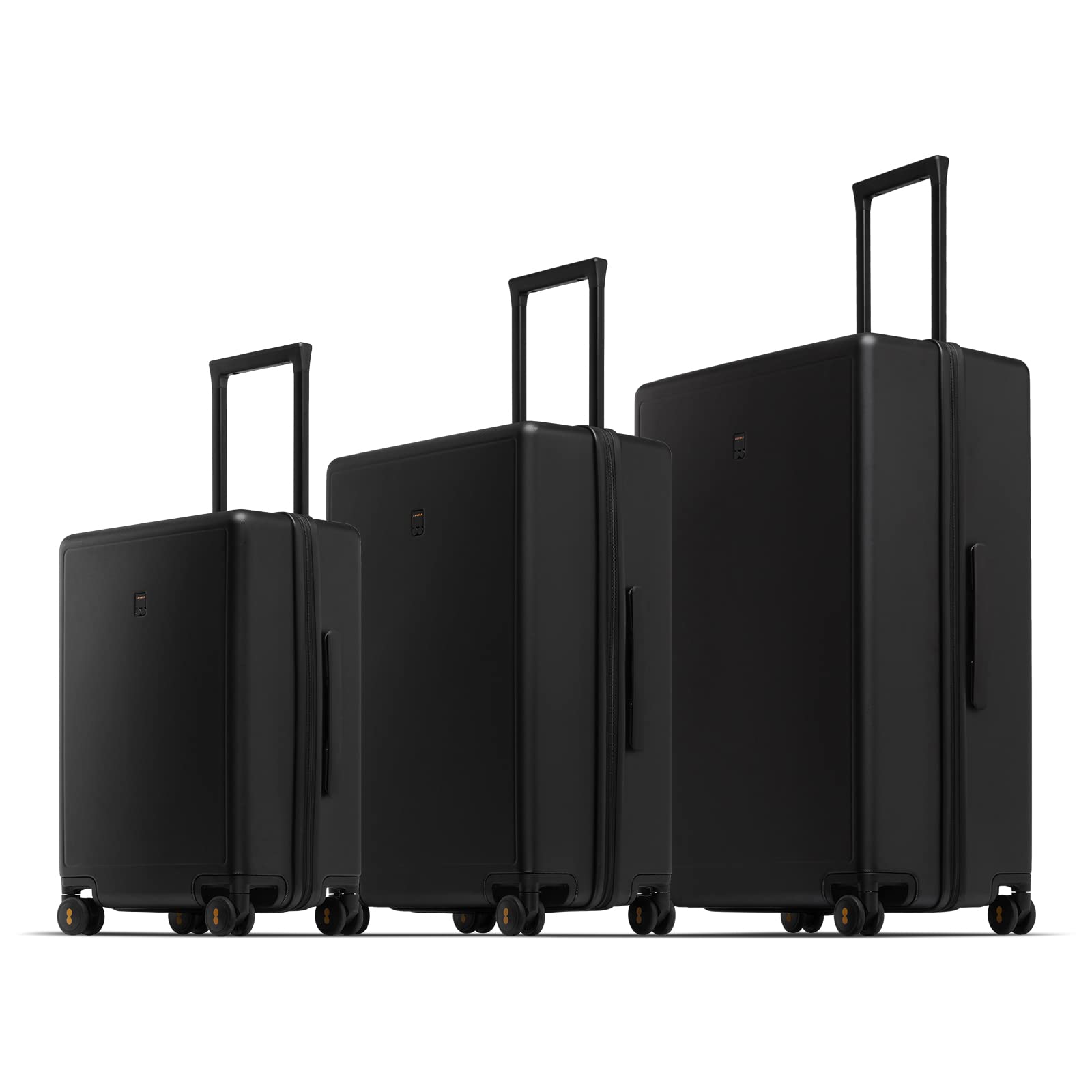 LEVEL8 3-Piece Hardshell Luggage Set (20/24/28 Inch) - Lightweight Spinner Suitcases with TSA Lock & Luminous Textured Design for Travel - Perfect for Business Trips, Vacations & International Travel - Black