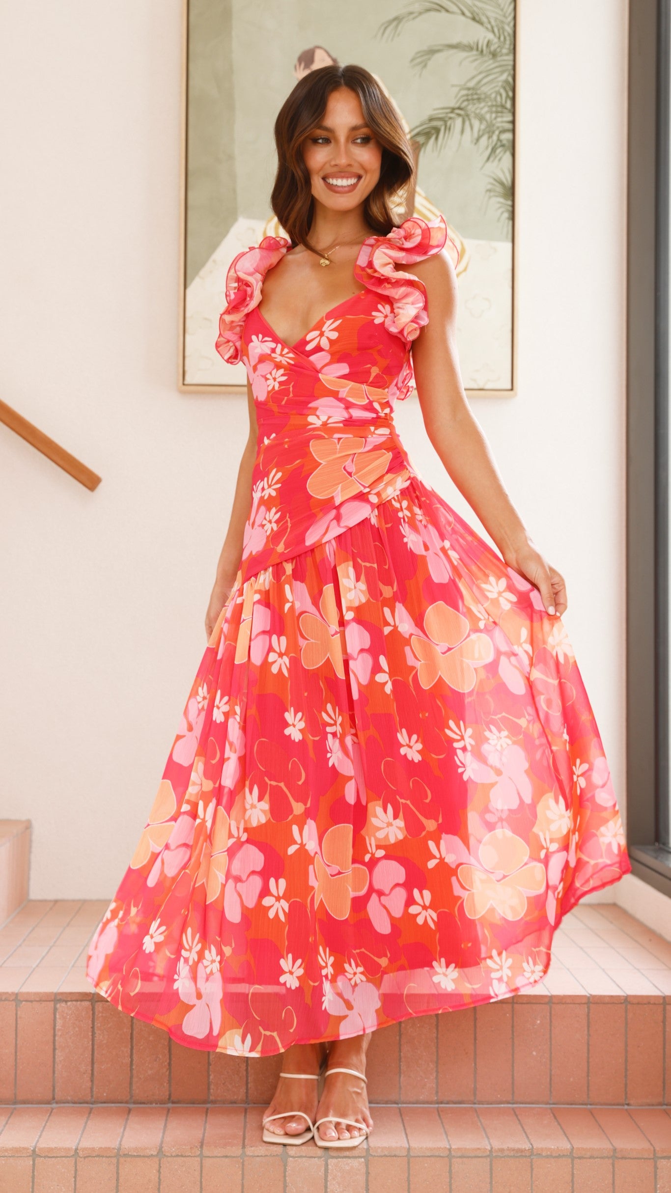 Alma Maxi Dress - Blood Orange | Flowy Long Summer Dress for Women | Perfect for Beach, Vacation & Casual Outings