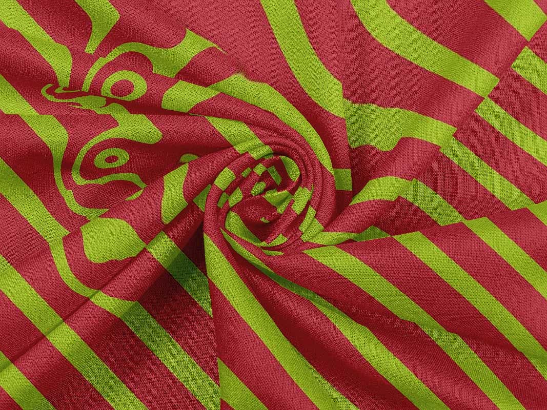 oneOone Rayon Red Fabric with Stripes - 56 Inch Wide Printed Sewing Fabric by The Yard for DIY Clothing, Dresses, Quilts & Home Decor Projects