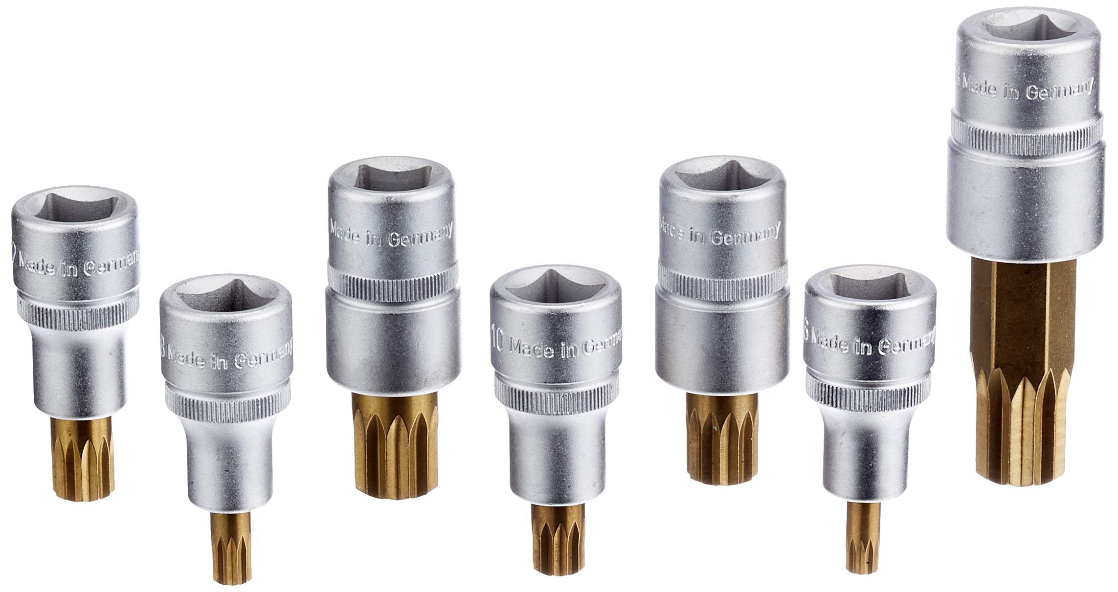 HAZET 163-243/7 XZN Screwdriver Socket Set - Internal Serration Profile, CVD-Tin Coated for Professional Automotive Repair & Maintenance | Perfect for German Cars, Trucks & Industrial Equipment