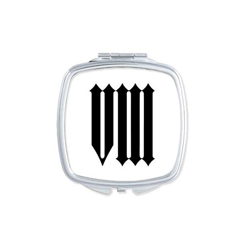 DIYthinker Black Roman Numerals VIII Silhouette Mirror - Portable Compact Double-Sided Pocket Makeup Mirror for Travel, Home Vanity & Handbag (8 Inch)