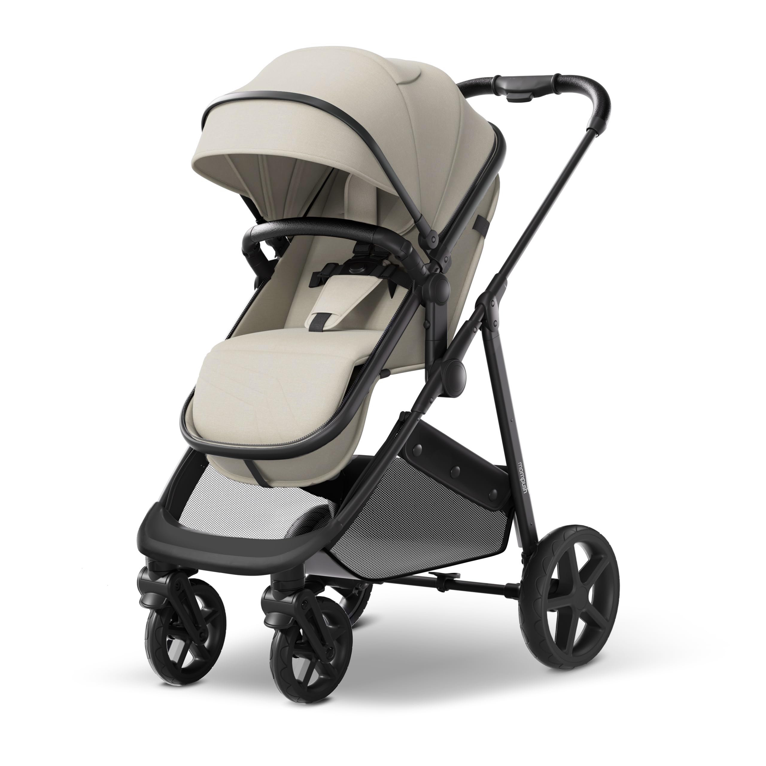 Mompush Wiz 2-in-1 Convertible Baby Stroller with Bassinet & Reversible Seat, Foldable Lightweight Infant Stroller with Large UPF 50+ Sun Canopy - Perfect for Newborns, Travel & Daily Walks