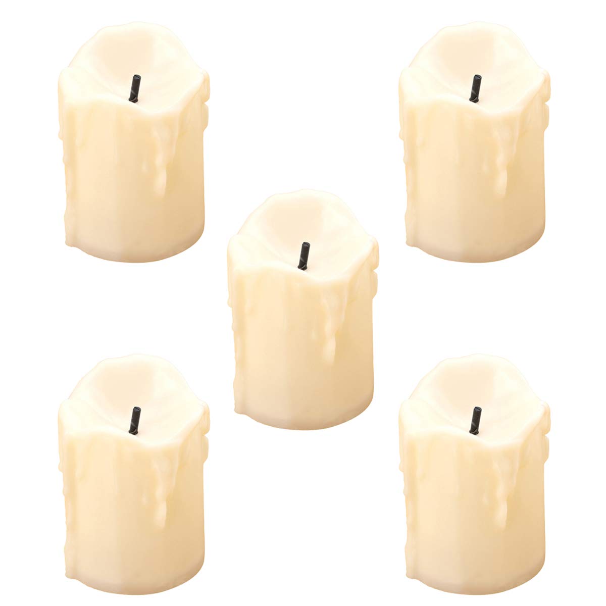 OSALADI 5-Pack LED Flameless Candles with Black Wick - Battery Operated Electronic Tealights for Romantic Decor - Perfect for Home, Bar, Cafe & Wedding Centerpieces (Warm Yellow Glow)