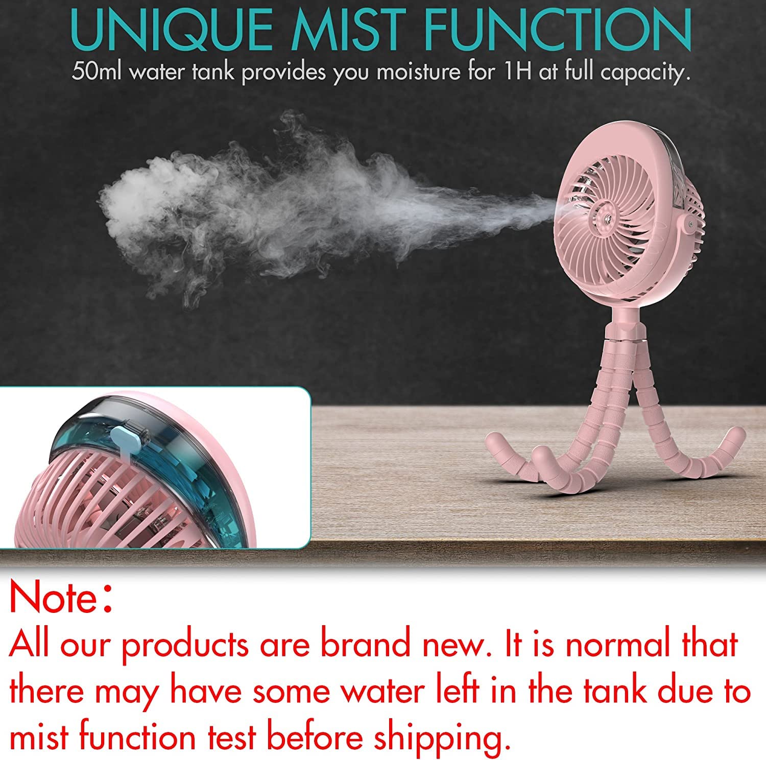 COMLIFE 270° & 360° Rotating Portable Misting Fan for Baby Stroller - USB Rechargeable Battery Operated Clip Fan with Flexible Tripod - Perfect for Car Seat, Crib, Bike, Treadmill & Bunk Bed | Cooling Solution for Babies, Outdoor Activities & Home Use