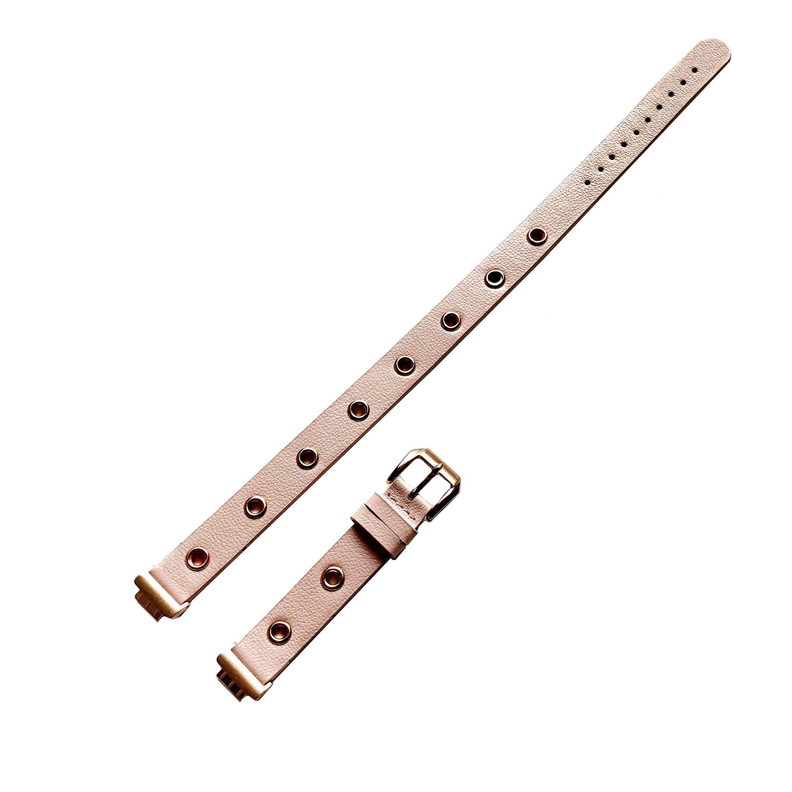 Pink Double Wrap Leather Band with Grommets for Fitbit Inspire & Inspire HR - Twice Around Wrist Strap (Includes 2 Black Buckle Adapters) - Perfect for Workouts, Running & Daily Activity Tracking