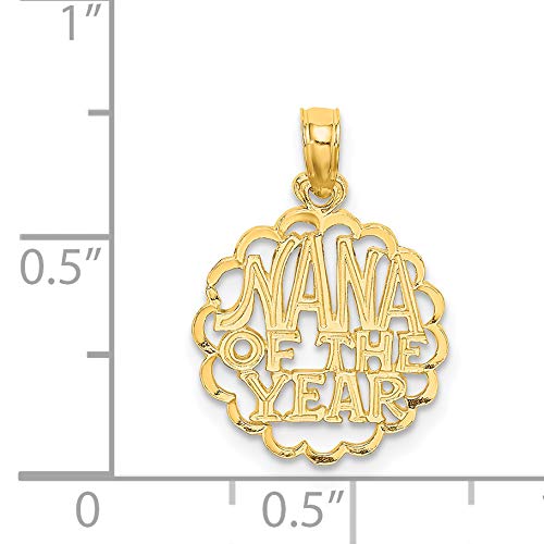 14K Yellow Gold Nana of the Year Pendant Necklace - Elegant Gift for Grandmothers Birthday, Mothers Day & Anniversary - Perfect for Special Occasions & Family Celebrations