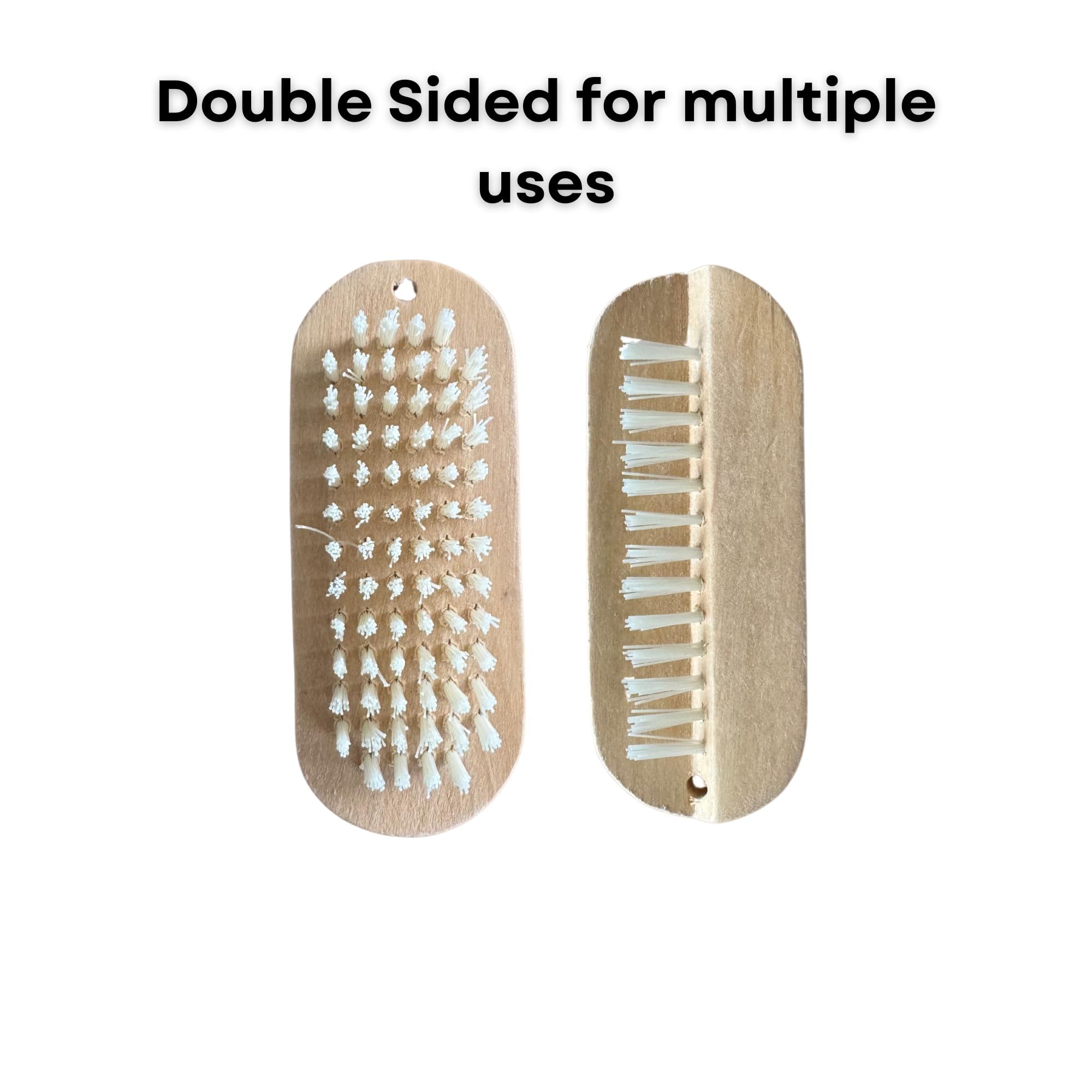 Wooden Nail Brush Set - 4 Double-Sided Hygienic Hand & Cleaning Brushes with Firm Bristles for Nails & Toes - Perfect for Home & Salon Use