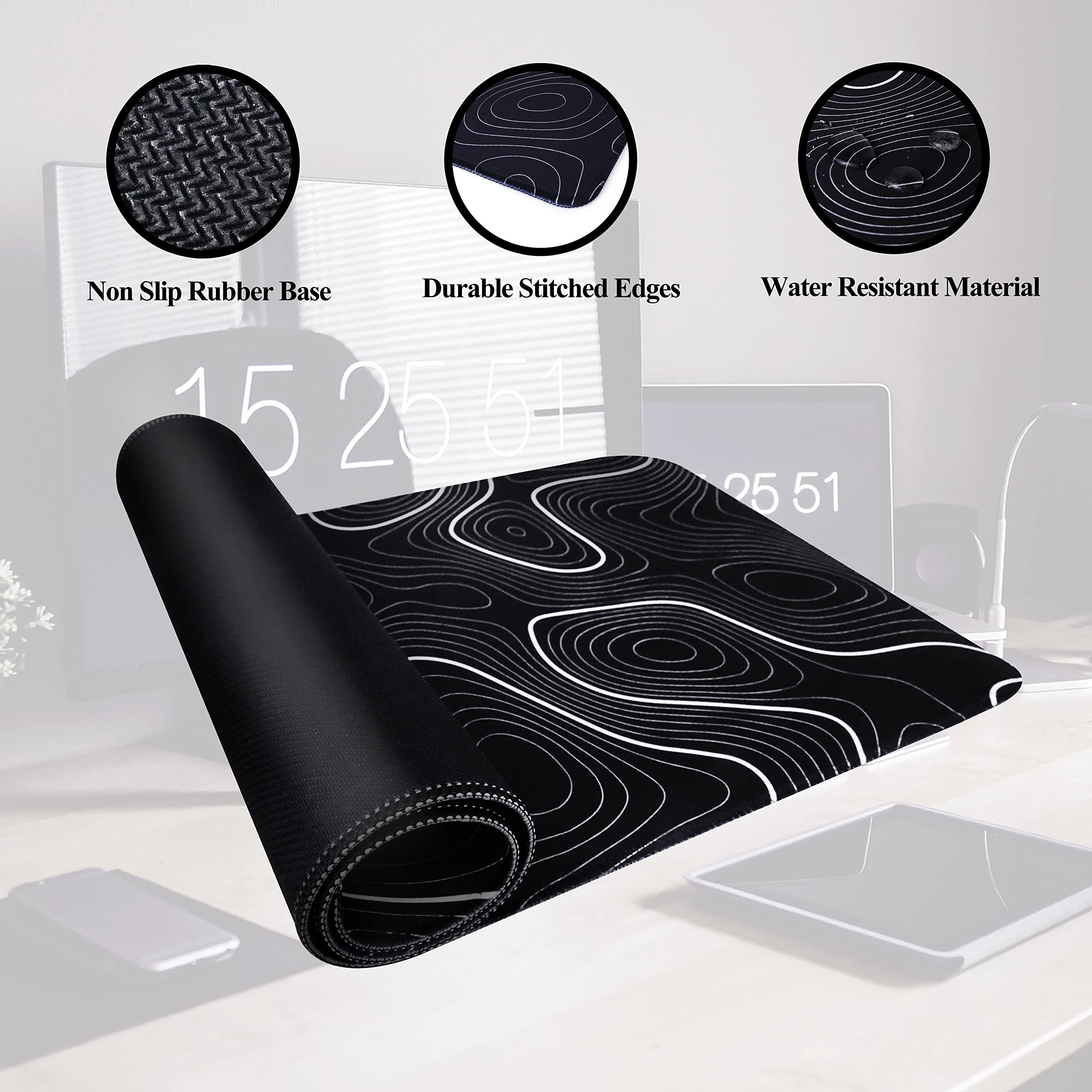 XXL Gaming Mouse Pad - Extra Large Non-Slip Desk Mat with Stitched Edges for Keyboard & Laptop | Perfect for PC Gaming, Office Work & Home Computer Setup