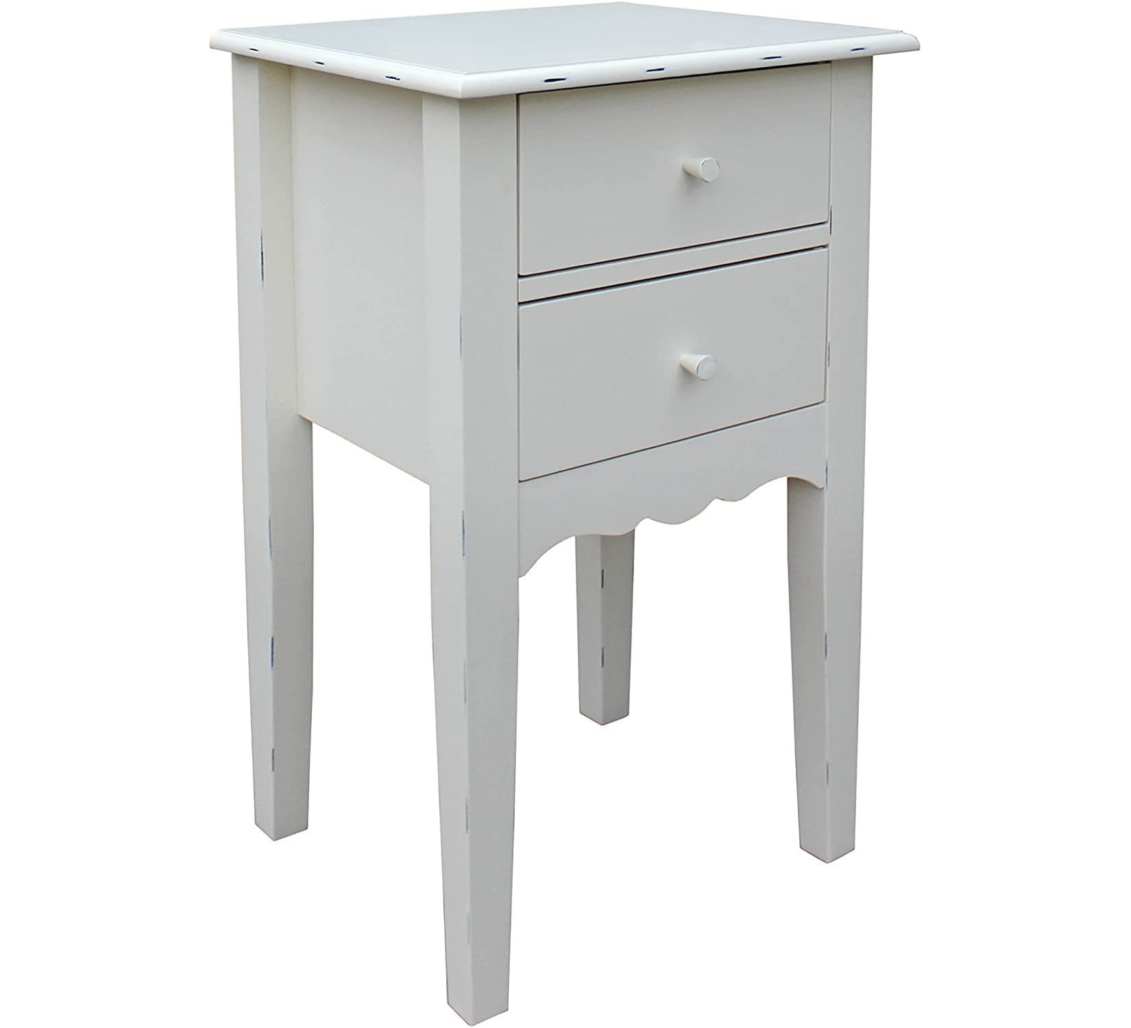 Victorian Side Table with 2 Drawers - Antique White End Table for Living Room, Bedroom & Office - Elegant Small Nightstand with Storage Space