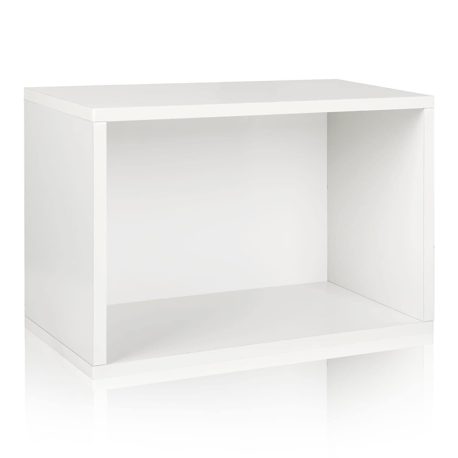 Way Basics White Display Shelf Bookcase - Easy Tool-Free Assembly for Home, Office & Dorm Organization - Perfect for Books, Decor & Storage