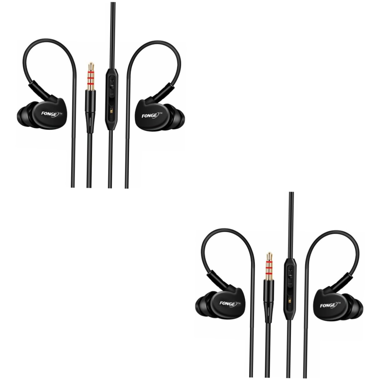 DOITOOL 2 Pack Wired Bass Headphones with 3.5mm Audio Jack, S500 Metal In-Ear Earphones, Waterproof for Running, Gaming & Travel