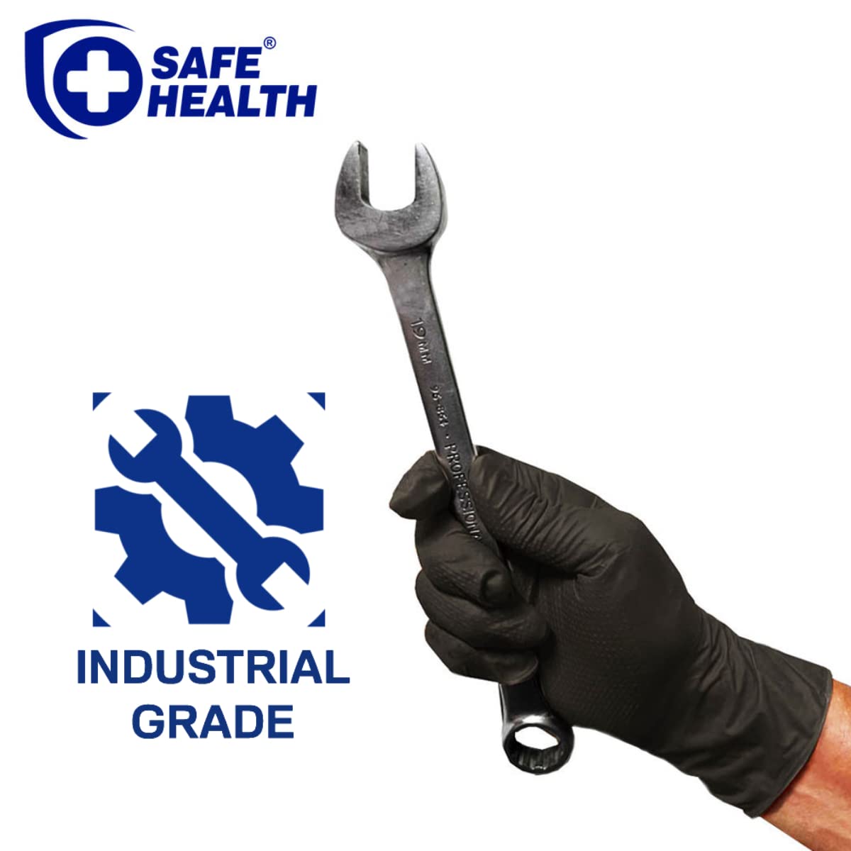 Premium Nitrile Disposable Gloves - 6 Mil Black & 8 Mil Orange with Diamond Grip - Industrial Strength, Latex-Free, Chemical Resistant - Ideal for Medical, Food Service, Cleaning & DIY Projects