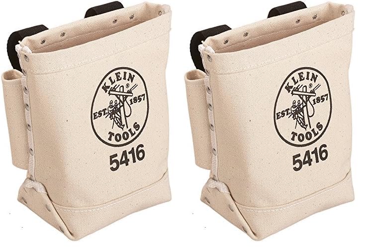 Klein Tools 5416 Small Tool Pouch - 5 x 10 x 9-Inch Bolt Storage Bag with Bull Pin Loops & Adjustable Belt Strap | Perfect for Electricians, Construction Workers & DIY Home Repairs