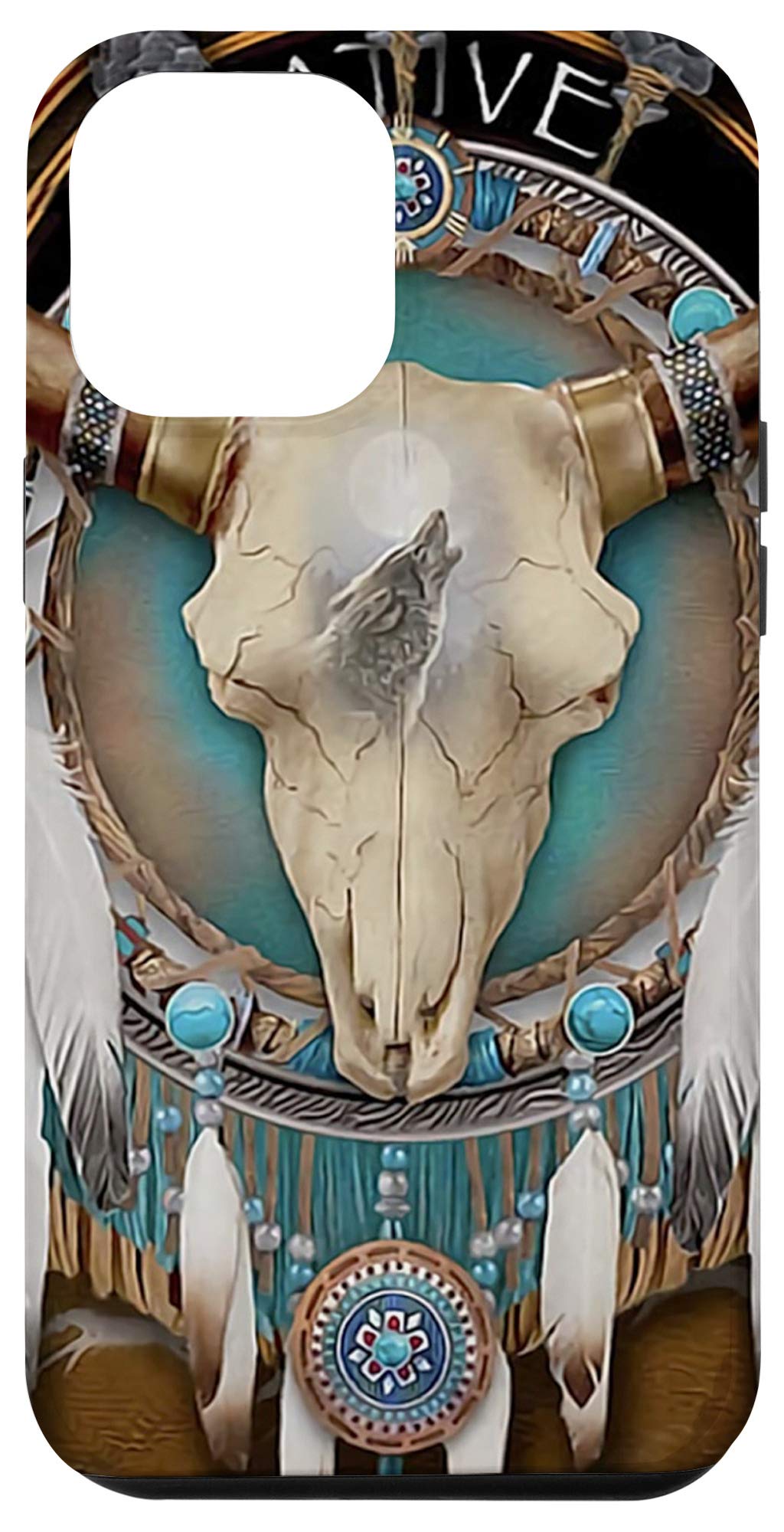 iPhone 12 Pro Max Case - Premium Cow Skull Design with Native American Art, Durable Protective Phone Cover for Men & Women | Perfect for Music Festivals, Western Theme Parties and Boho Style Lovers