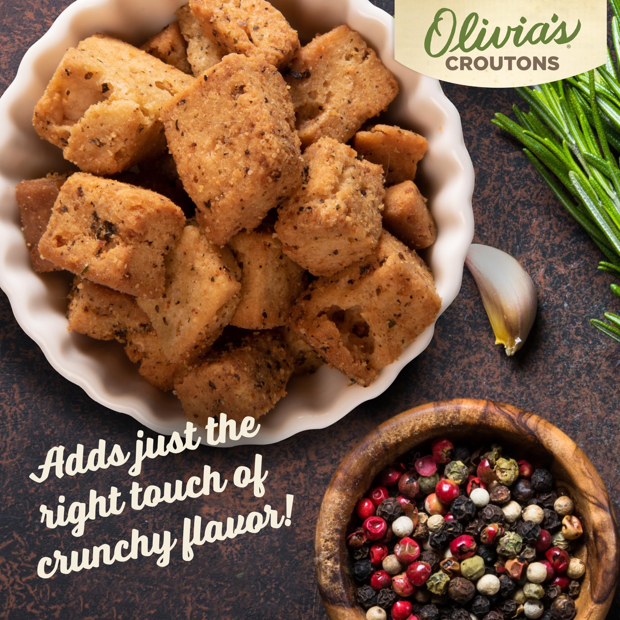 Olivia's Gluten Free Croutons Combo Pack - Garlic & Sea Salt Flavored - Made from Ancient Grain Artisan Bread - Vegetarian, Non-GMO, USA Made - 4.5oz (2 Pack) - Perfect for Salads, Soups & Charcuterie Boards