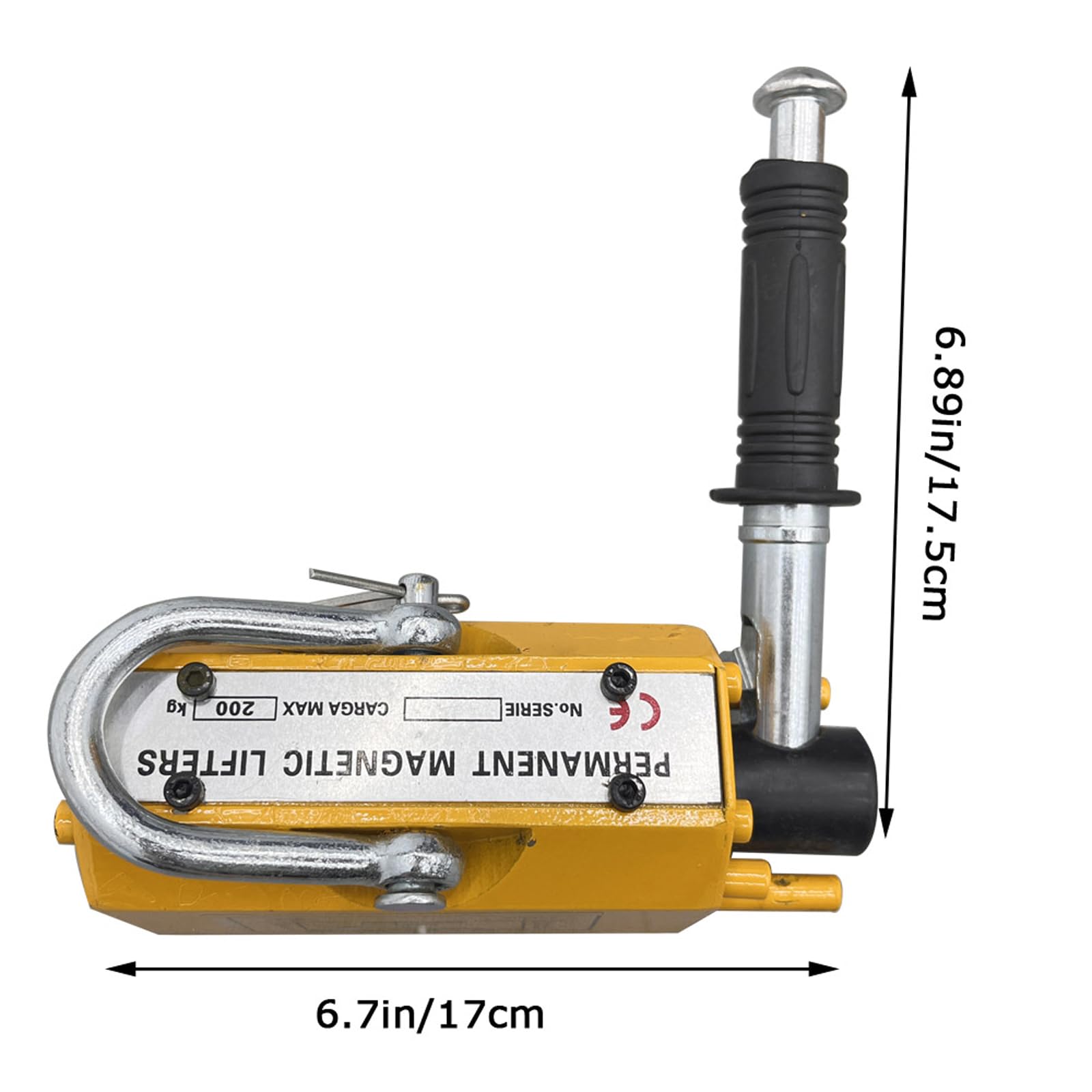 TECHTONGDA 440 lbs/200 kg Lifting Magnet with Release - Heavy Duty Permanent Neodymium Lift Magnet for Steel Plates, Blocks, Rods & Cylinders - Ideal for Construction, Metalworking & Industrial Material Handling