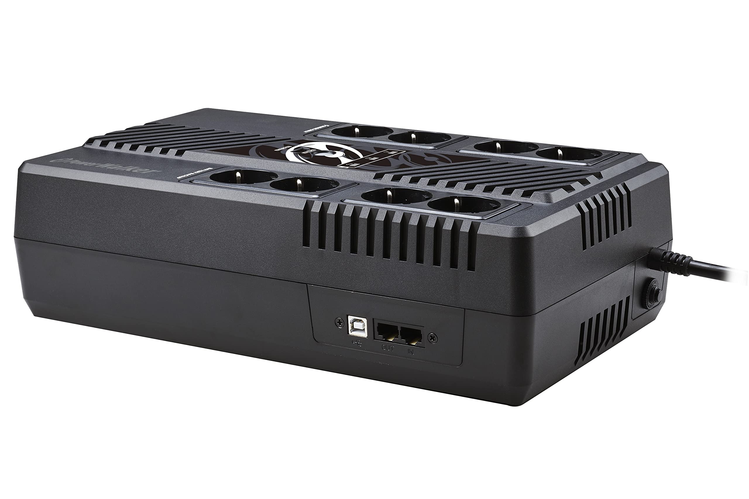 PowerWalker VI 1000 MS FR UPS 1000VA/600W Rack-Mountable Uninterruptible Power Supply - Perfect for Home Office, Server Rooms & Network Equipment Protection