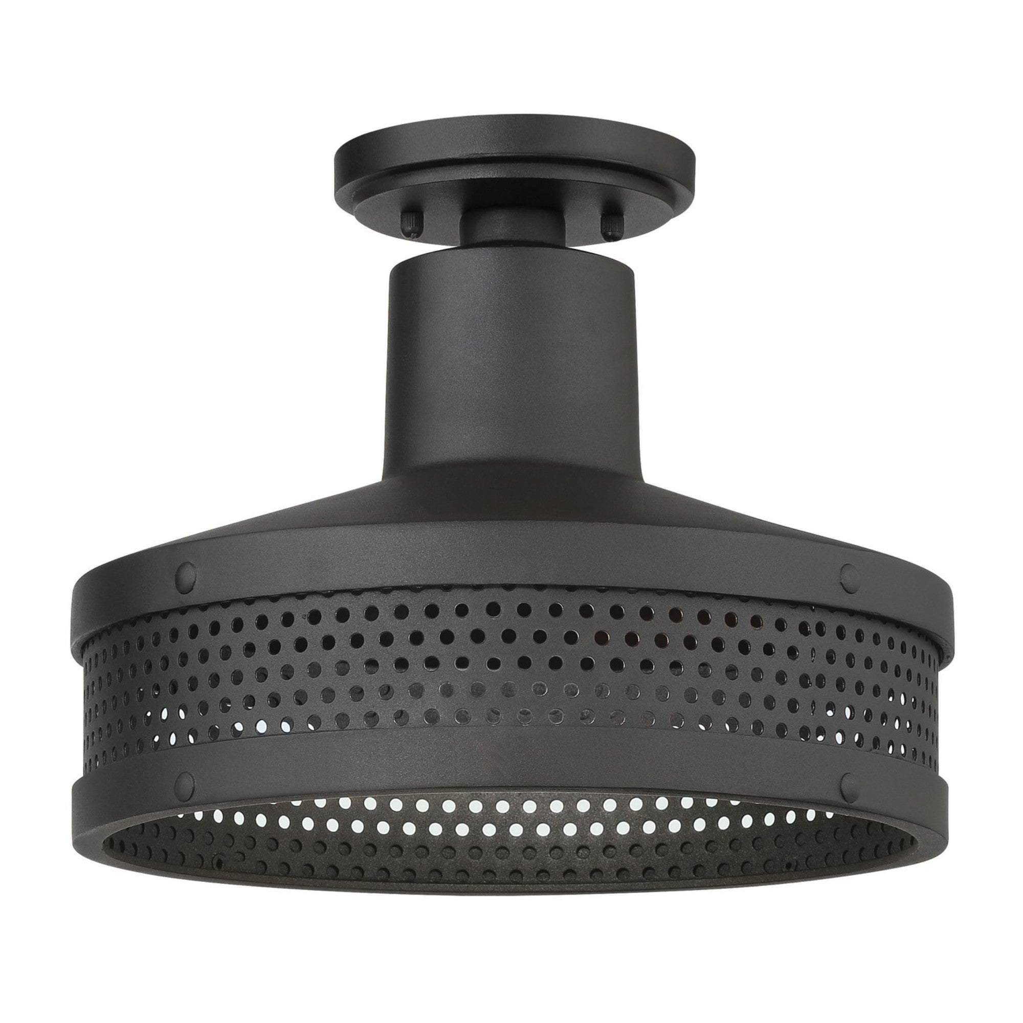 12 Inch Outdoor Semi Flush Mount Ceiling Light - Black Finish for Porch, Patio, and Covered Entryway Lighting