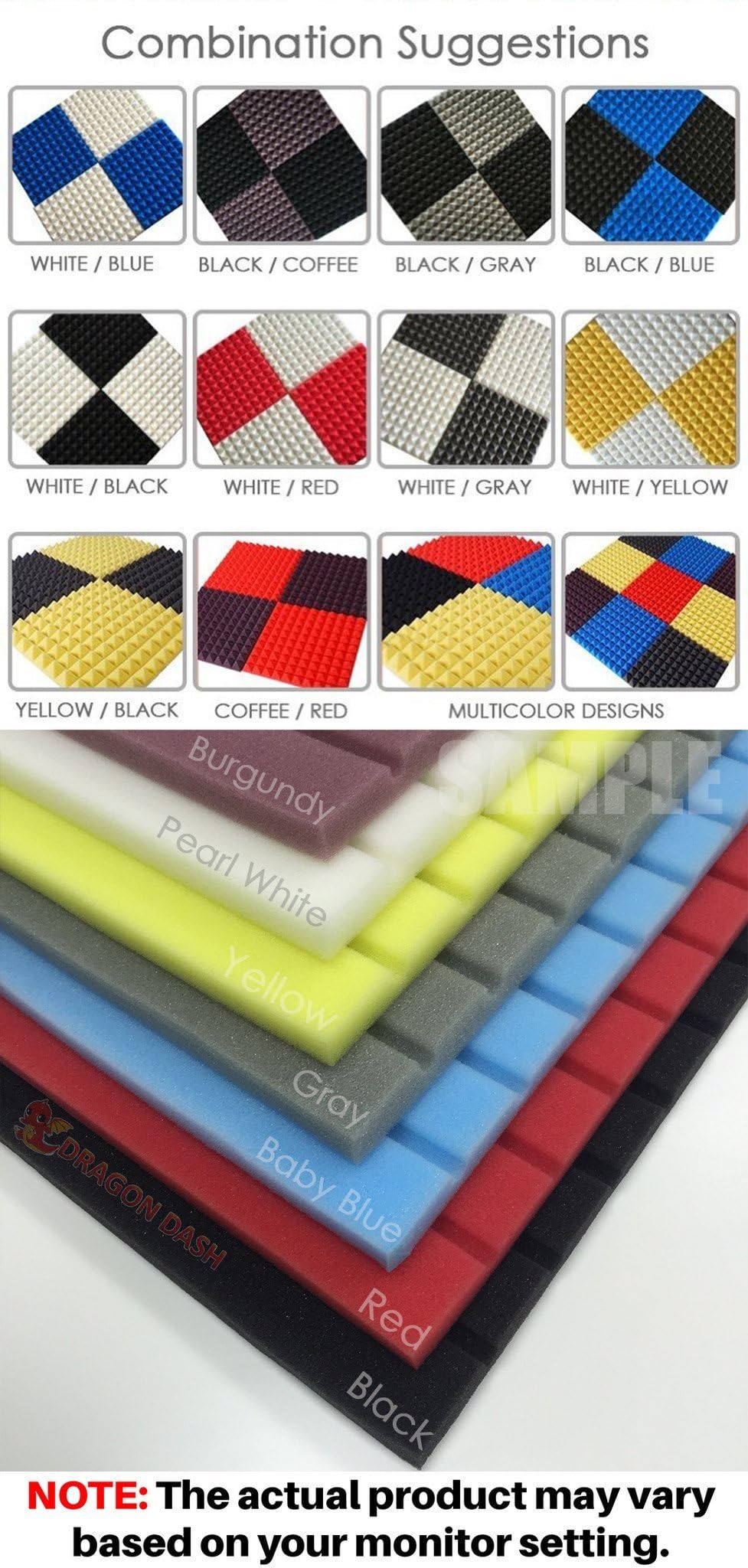 12 Pack Blue Acoustic Foam Panels 19.6x19.6x1.9 Inches - Soundproof Studio Wall Tiles for Home Recording, Music Rooms & Office Noise Reduction (Metro Striped Design, DD1041)