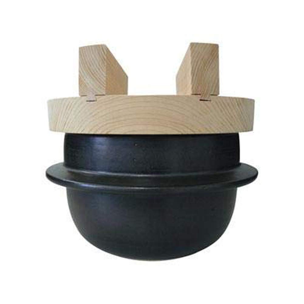 Premium Japanese Donabe Clay Rice Cooker Set - 3 Go (3 Cups) with Hinoki Wood Rice Scoop - Authentic Stovetop Pot for Sushi, Rice & Hot Pot Cooking