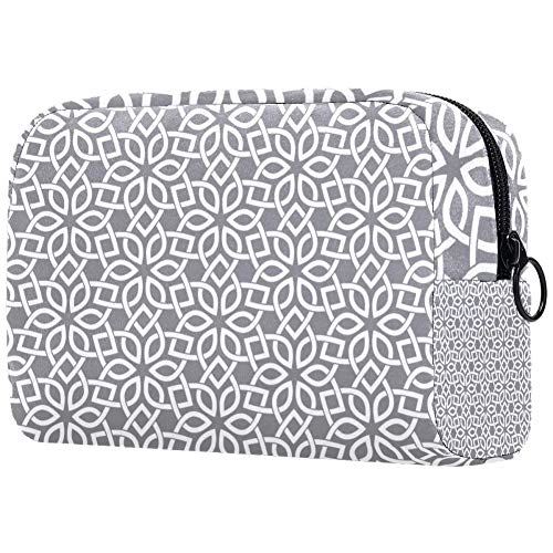 Abstract Cosmetic Bag with Ornamental Pattern - Travel Makeup Pouch Organizer for Women & Girls | Portable Toiletry Case for Vacation, Gym & Daily Use