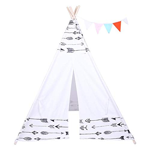 Kids Teepee Tent - Indian Style Play Tent for Children with Colorful Flags, Roller Shade & Arrow Pocket | Indoor Playhouse, Reading Nook & Imaginative Play Space