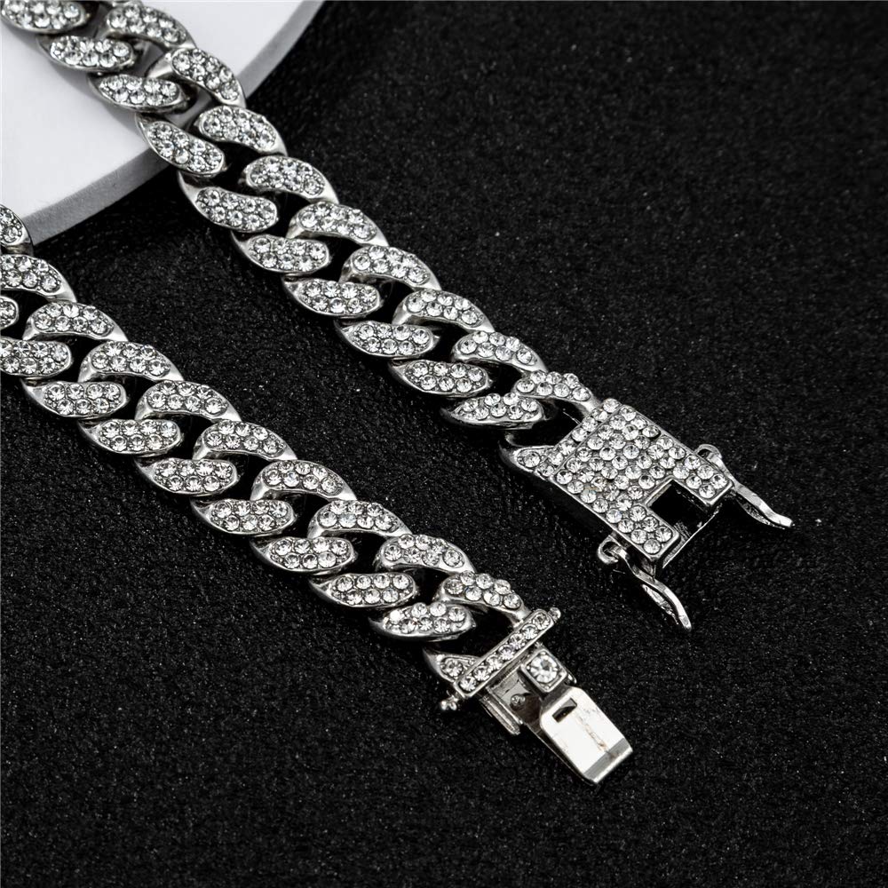 Kelistom Cuban Link Iced Out Rhinestone Anklet - 18K Gold & White Gold Plated Punk Hip-Hop Ankle Bracelet for Women | Perfect for Parties, Concerts & Streetwear Fashion