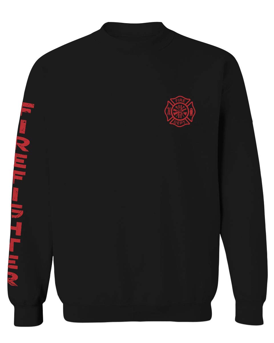 Thin Red Line Firefighter Seal Men's Crewneck Sweatshirt - Patriotic American Flag Design - Comfortable Cotton Pullover for First Responders, Military & Police Support