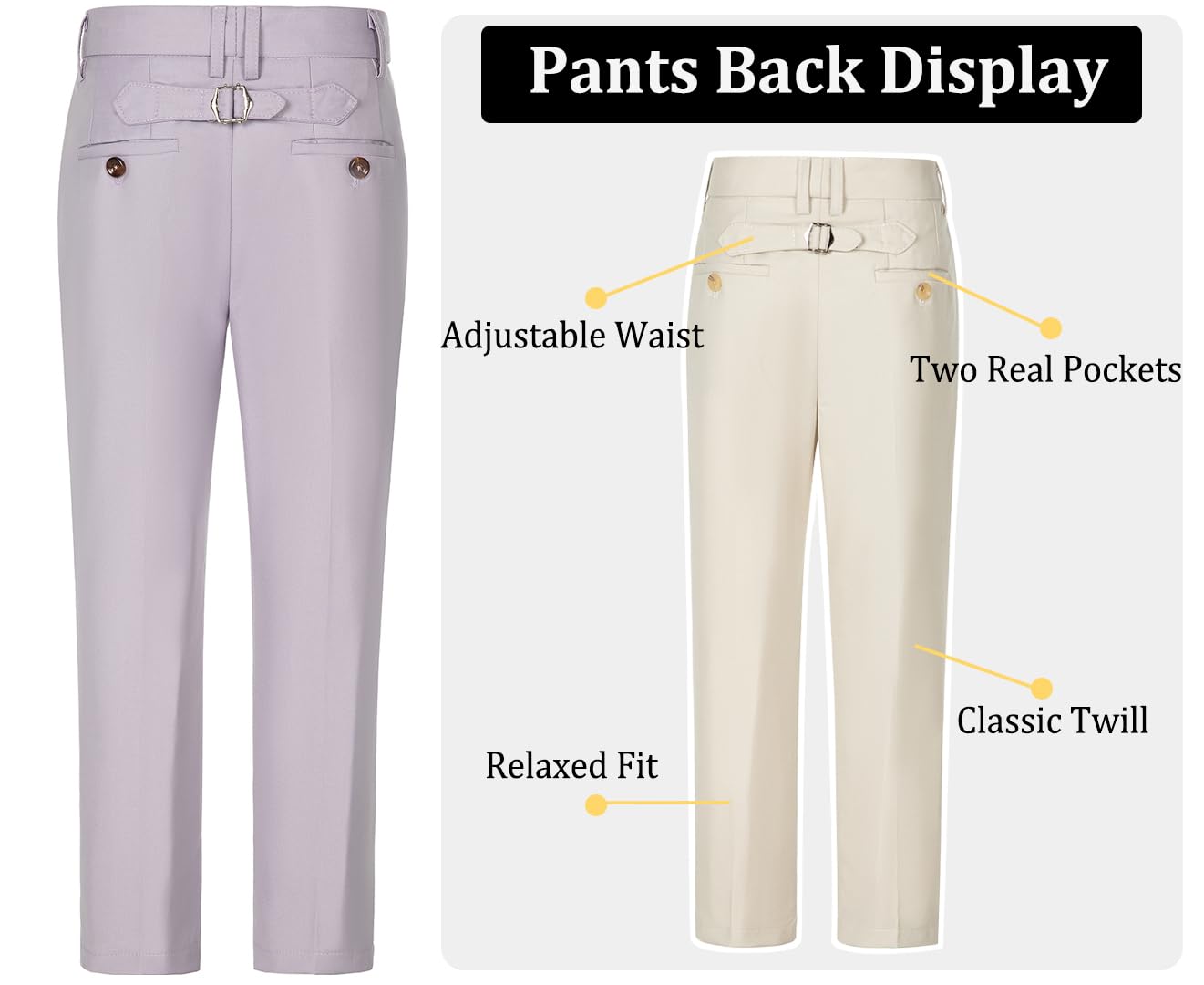 Boys Dress Pants Flat Front - School Uniform Pants for Toddler & Kids - Formal Suit Pants for Boys - Perfect for School, Weddings & Special Occasions