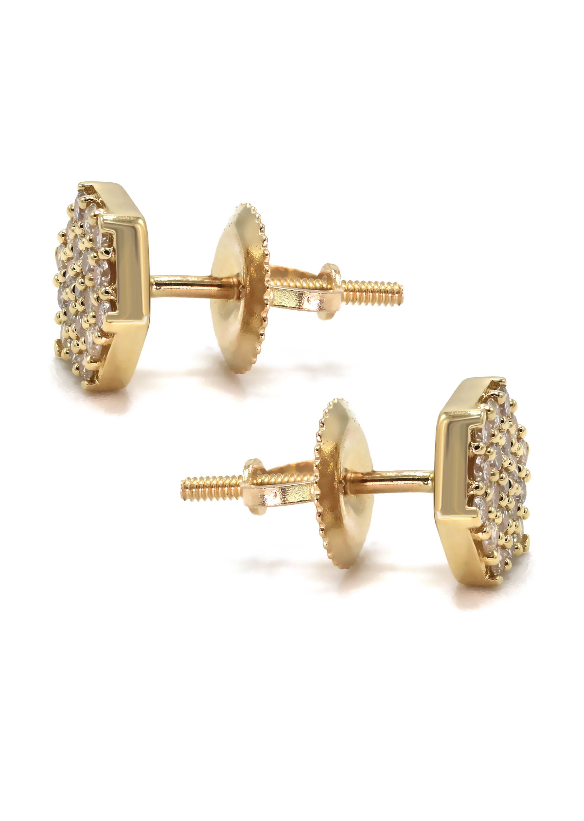 14K Yellow Gold Men's Diamond Stud Earrings - 0.35 Carat Round Cut Natural Diamonds - 1.79 Grams Solid Gold - Perfect Gift for Birthday, Anniversary & Special Occasions