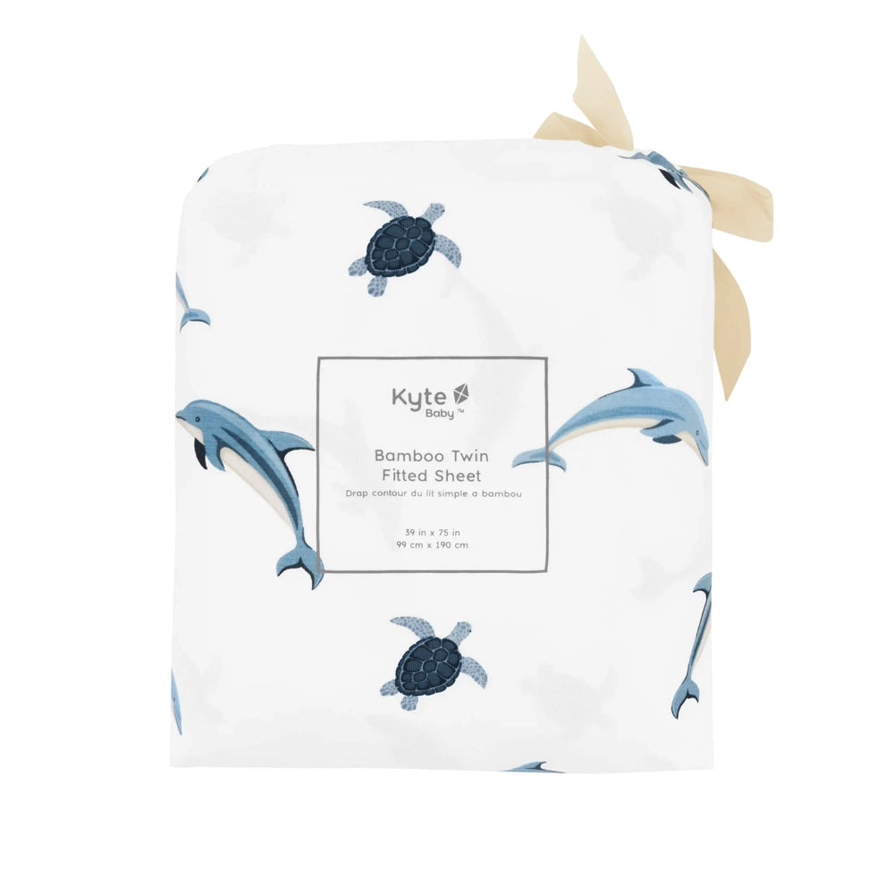 Kyte Baby Twin Sheet Set - Soft & Breathable Crib Bedding with Dolphin Print - Perfect for Nursery, Daycare & Baby Gifts