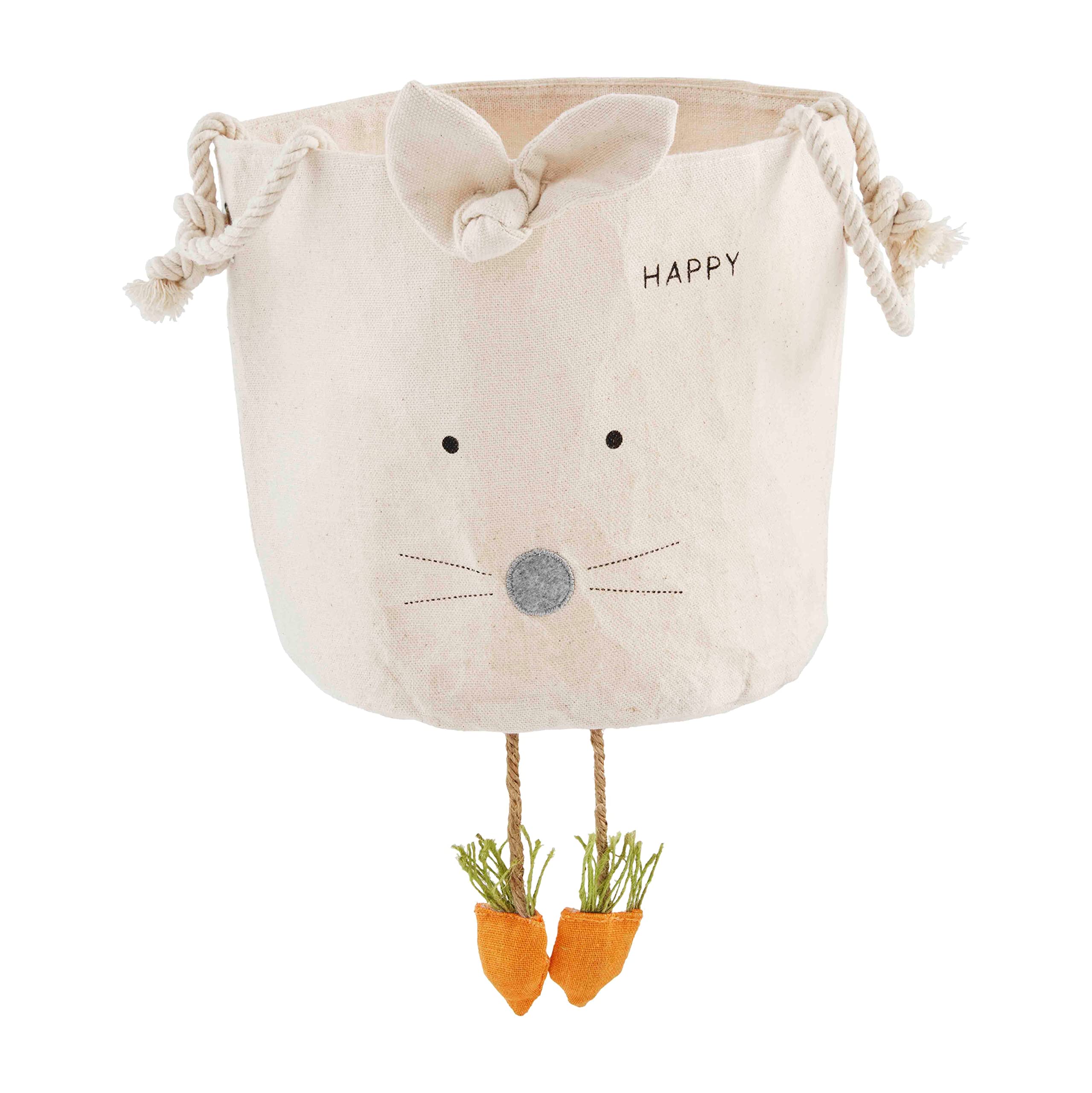 Easter Bunny Canvas Candy Bucket for Kids - Natural 7.5