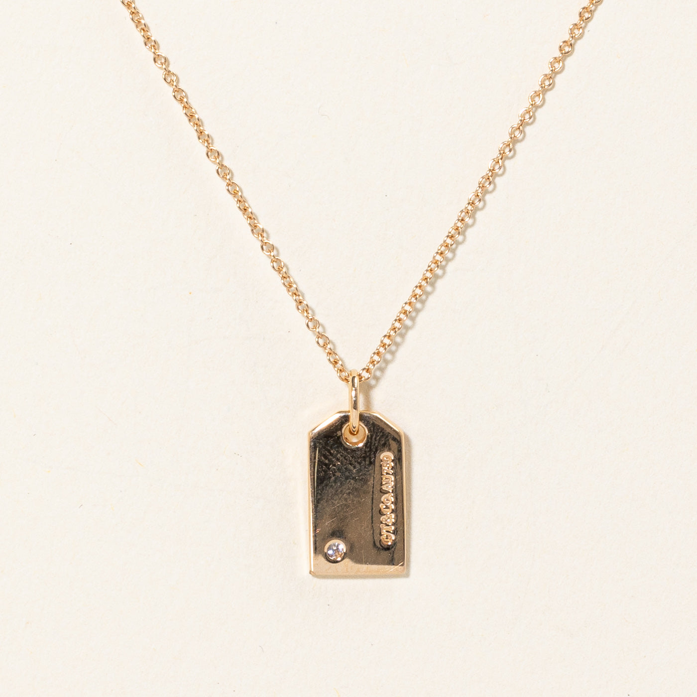 Tiffany & Co Diamond Pendant Necklace - 0.01ct Round Brilliant Cut, 16