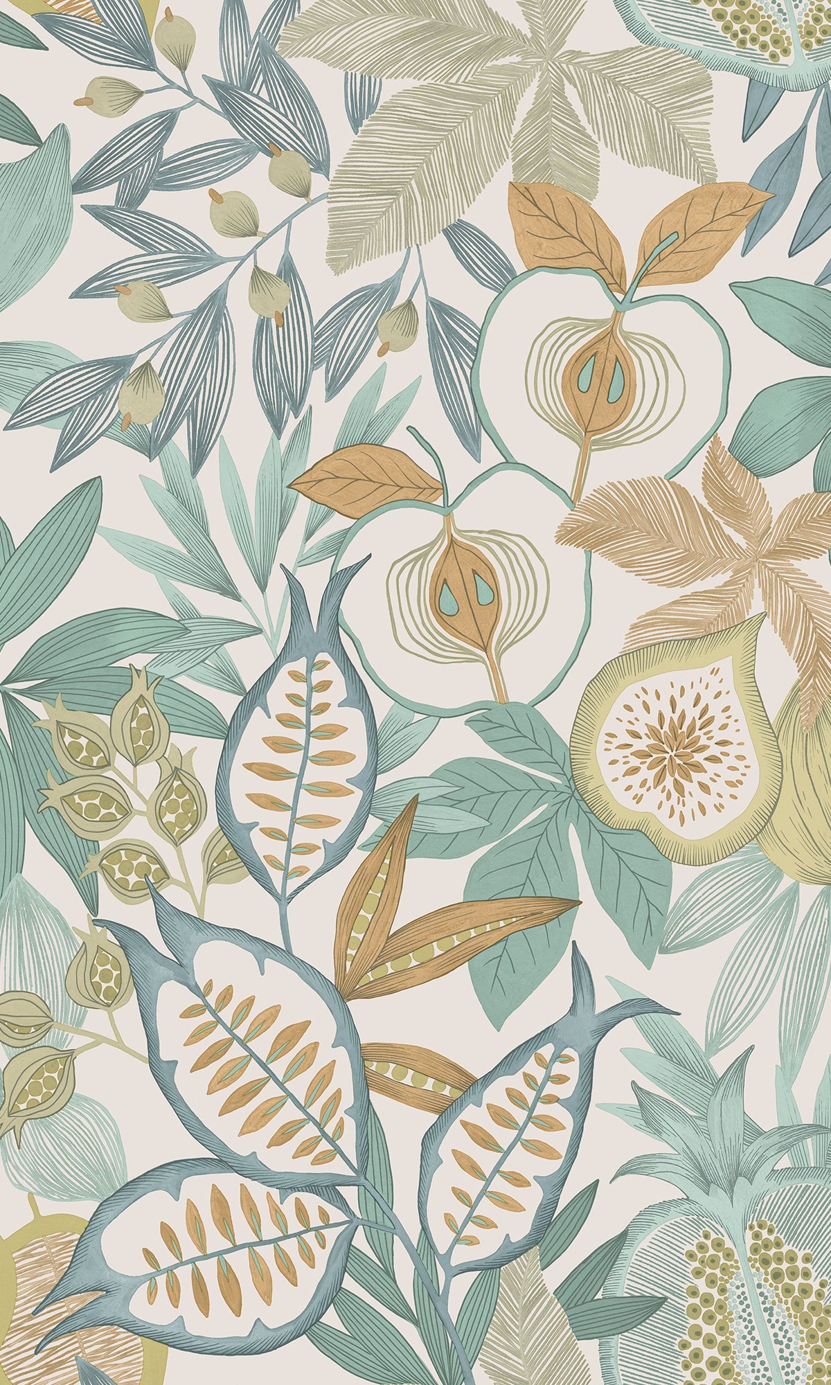 Blue Vibrant Botanical Foliage Wallpaper R9612 - Peel and Stick Removable Wallpaper for Bedroom, Living Room, Nursery & Office Decor