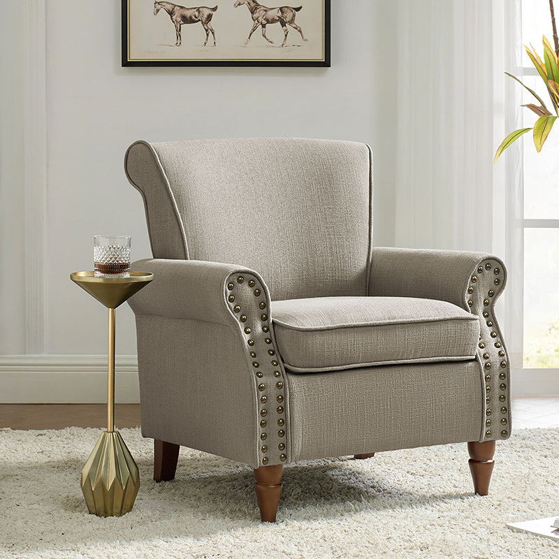 Hypanis Upholstered Armchair with Solid Wood Legs - Modern Living Room Accent Chair for Home, Office & Reading Nook - Comfortable Lounge Chair for Relaxing & Decor