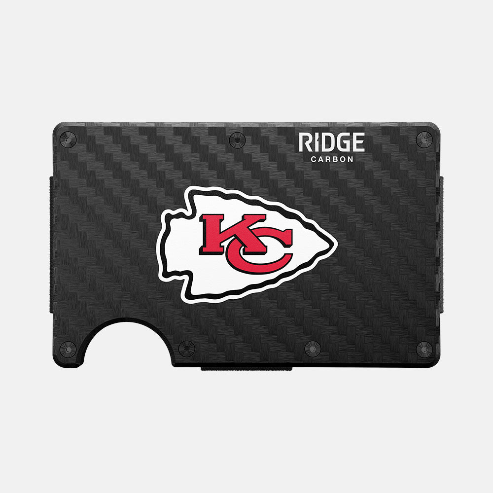 Ridge Wallet Kansas City Chiefs Carbon Fiber 3K Slim Minimalist RFID Blocking Wallet - Perfect for Everyday Carry, Travel & Gifts for NFL Fans
