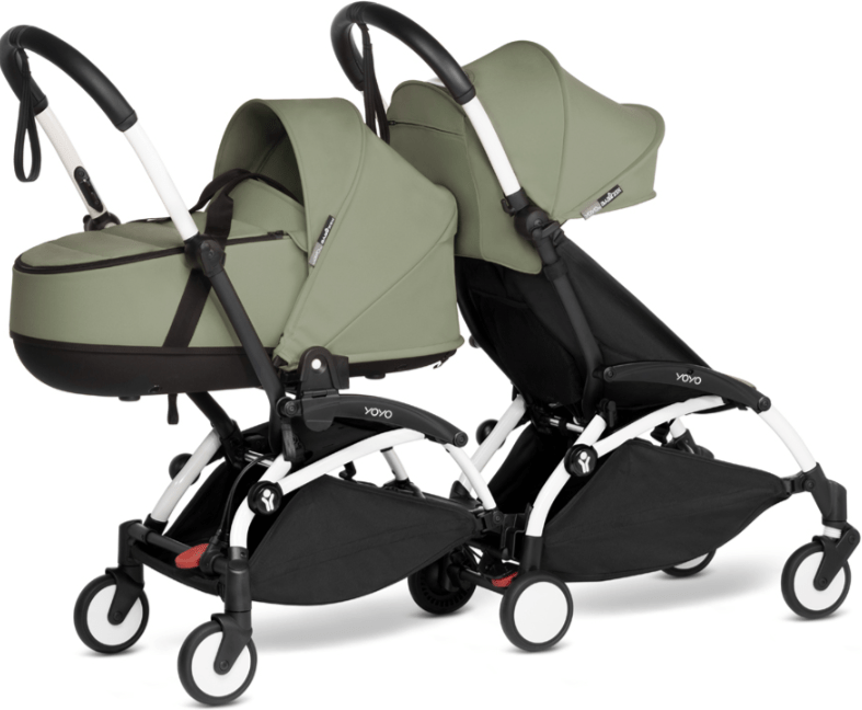 Stokke YOYO 3 Double Stroller for Twins - 6+ Months Front Seat with Bassinet Back - Lightweight Compact Travel Stroller for City Walks & Airplane Travel
