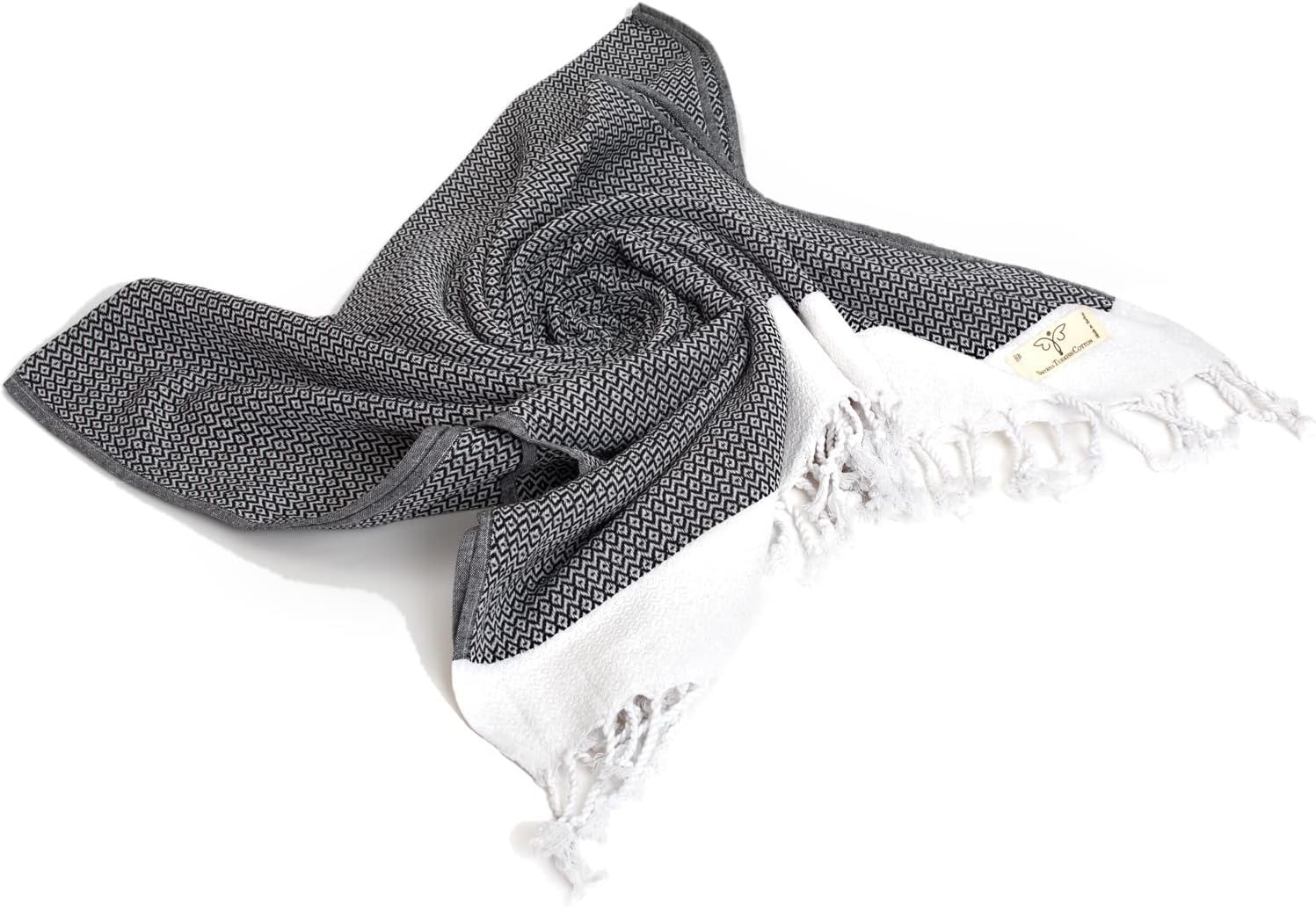 Premium SMYRNA Turkish Cotton Beach Towel - Extra Large 37x71 Inch, Quick Dry & Sand Free - Lightweight Oversized Beach Blanket for Pool, Spa, Travel & Gym - Soft Adult Bath Towel (Black) | Perfect for Beach Days, Yoga & Lounging