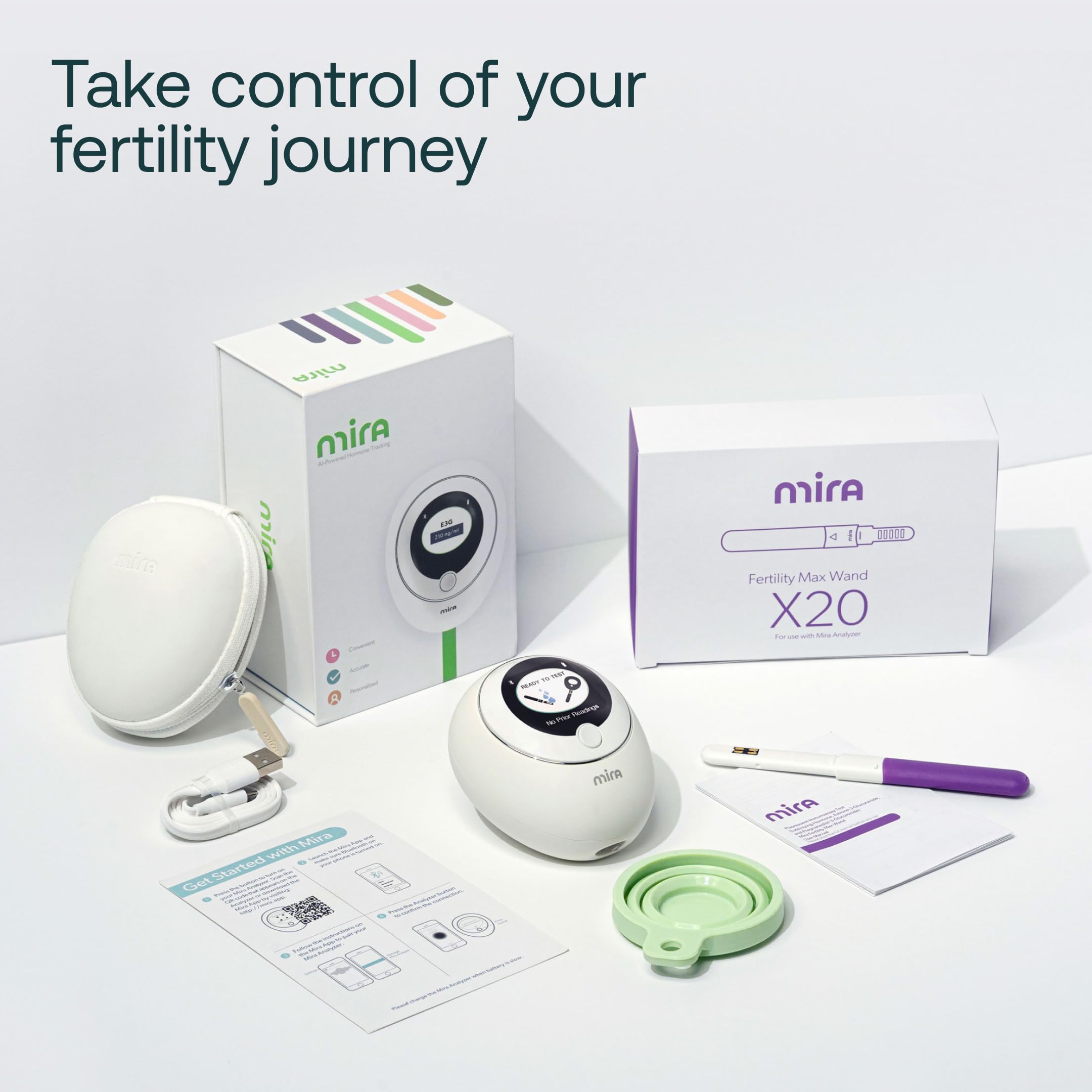 Mira Max and Plus Starter Kit Bundle with Mira Analyzer - 10 Max Wands & 20 Plus Wands for Tracking 3 Fertility Hormones | Monitor Ovulation & Fertility Window | Perfect for Women Trying to Conceive or Natural Birth Control